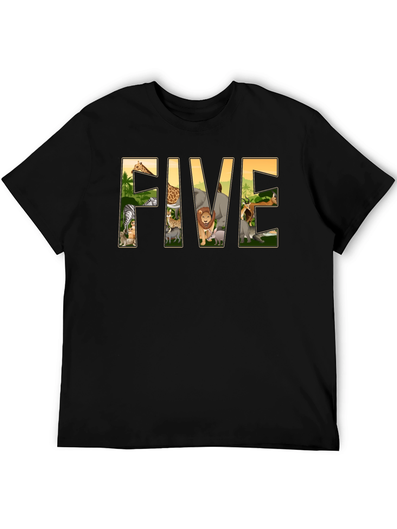 Kids Five Safari Animal Birthday T-Shirt