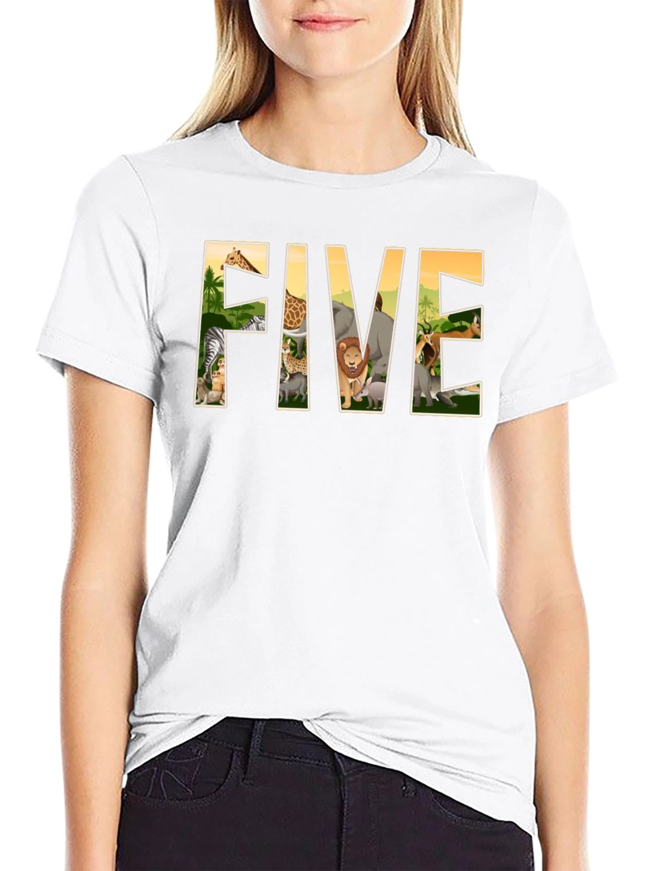 Kids Five Safari Animal Birthday T-Shirt