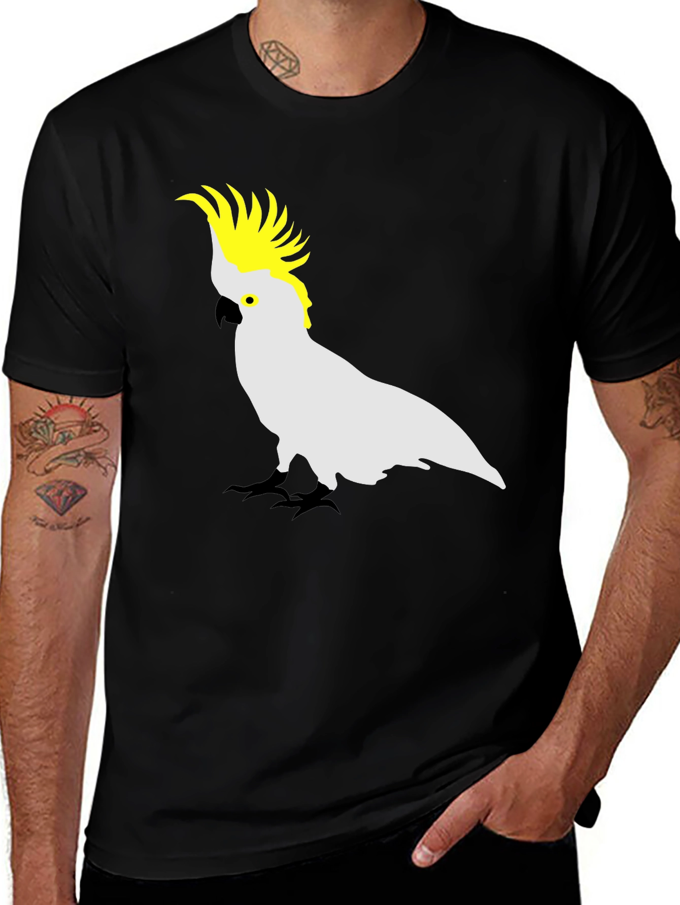 Cockatoo Graphic Tee - Stylish Mens Black T-Shirt