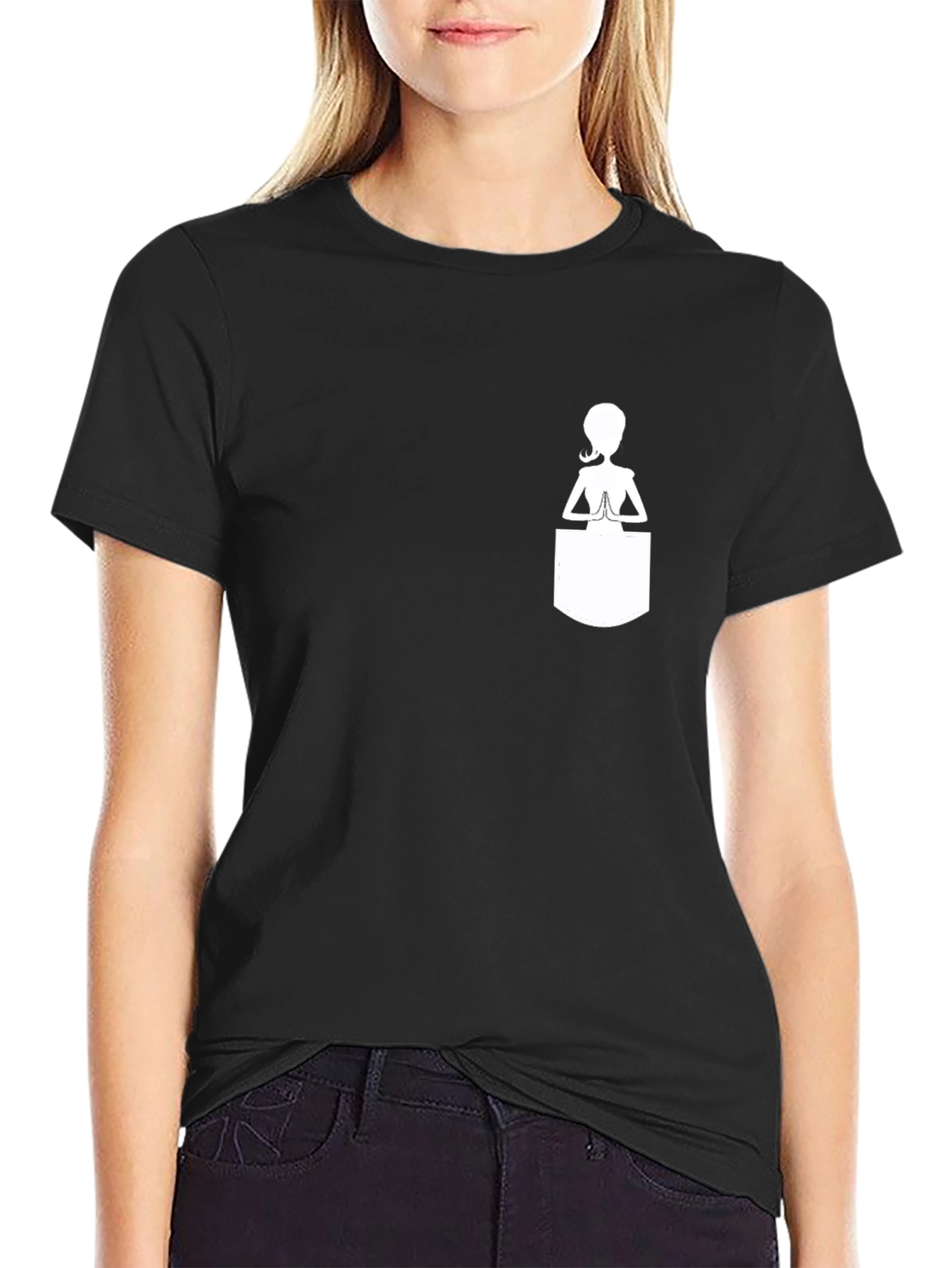 Yoga Pocket Black Tee - Relax & Recharge