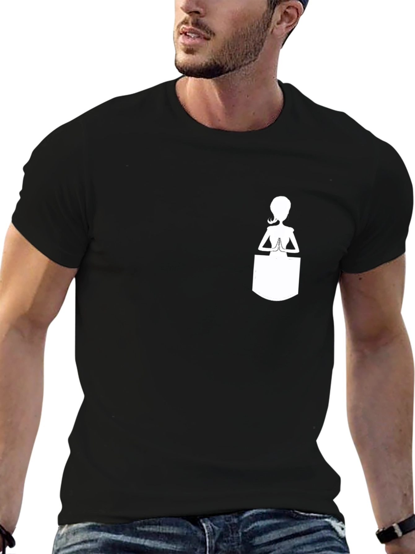 Yoga Pocket Black Tee - Relax & Recharge