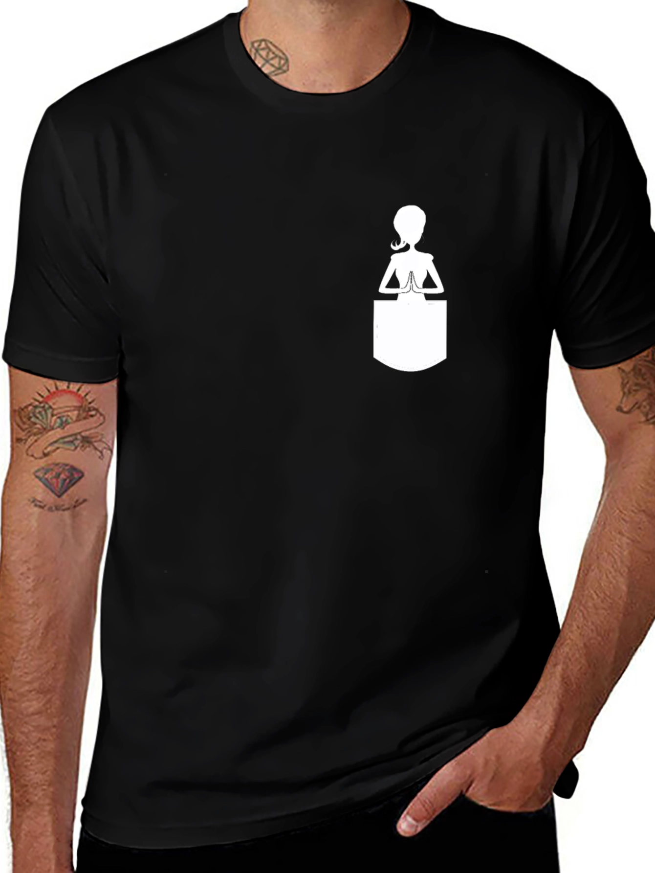 Yoga Pocket Black Tee - Relax & Recharge