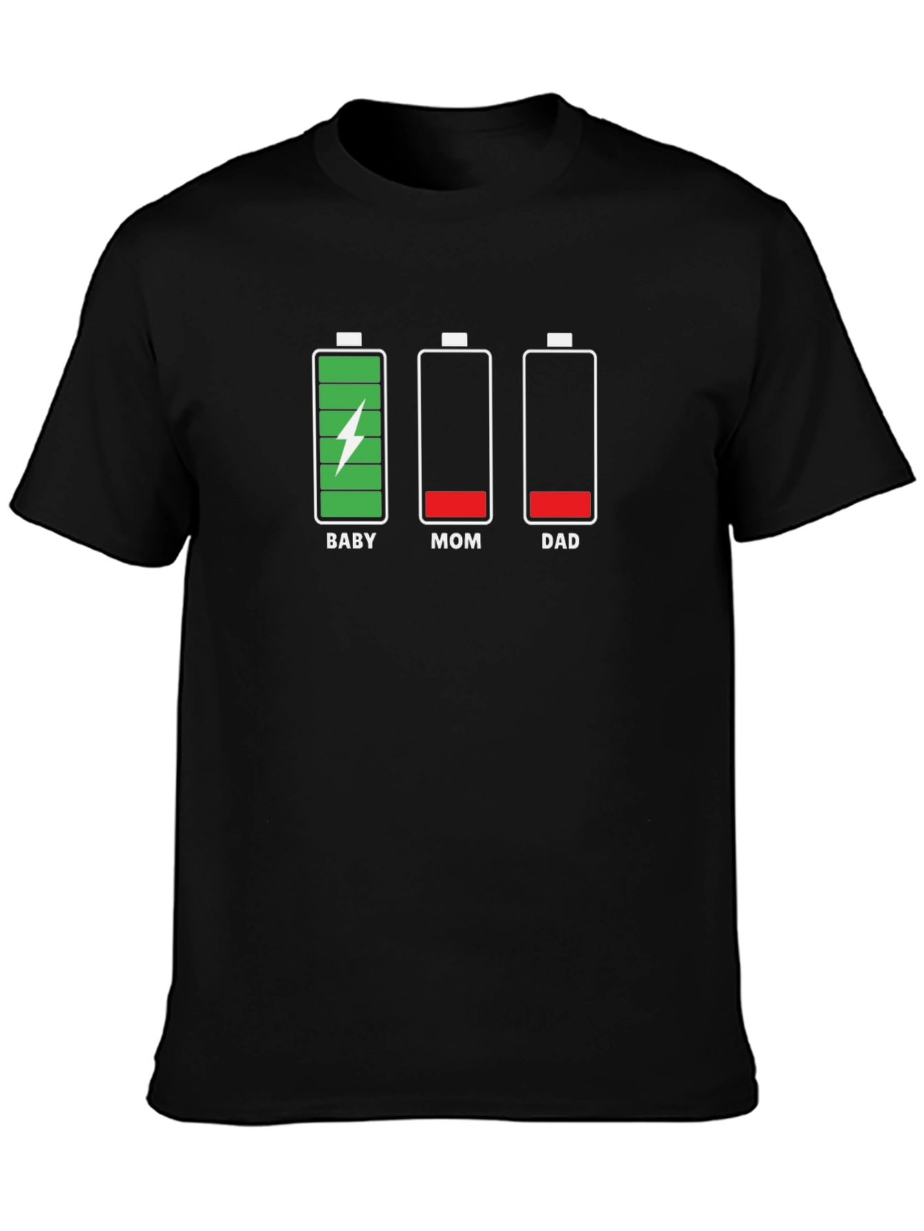 Funny Family Battery Level Black T-Shirt