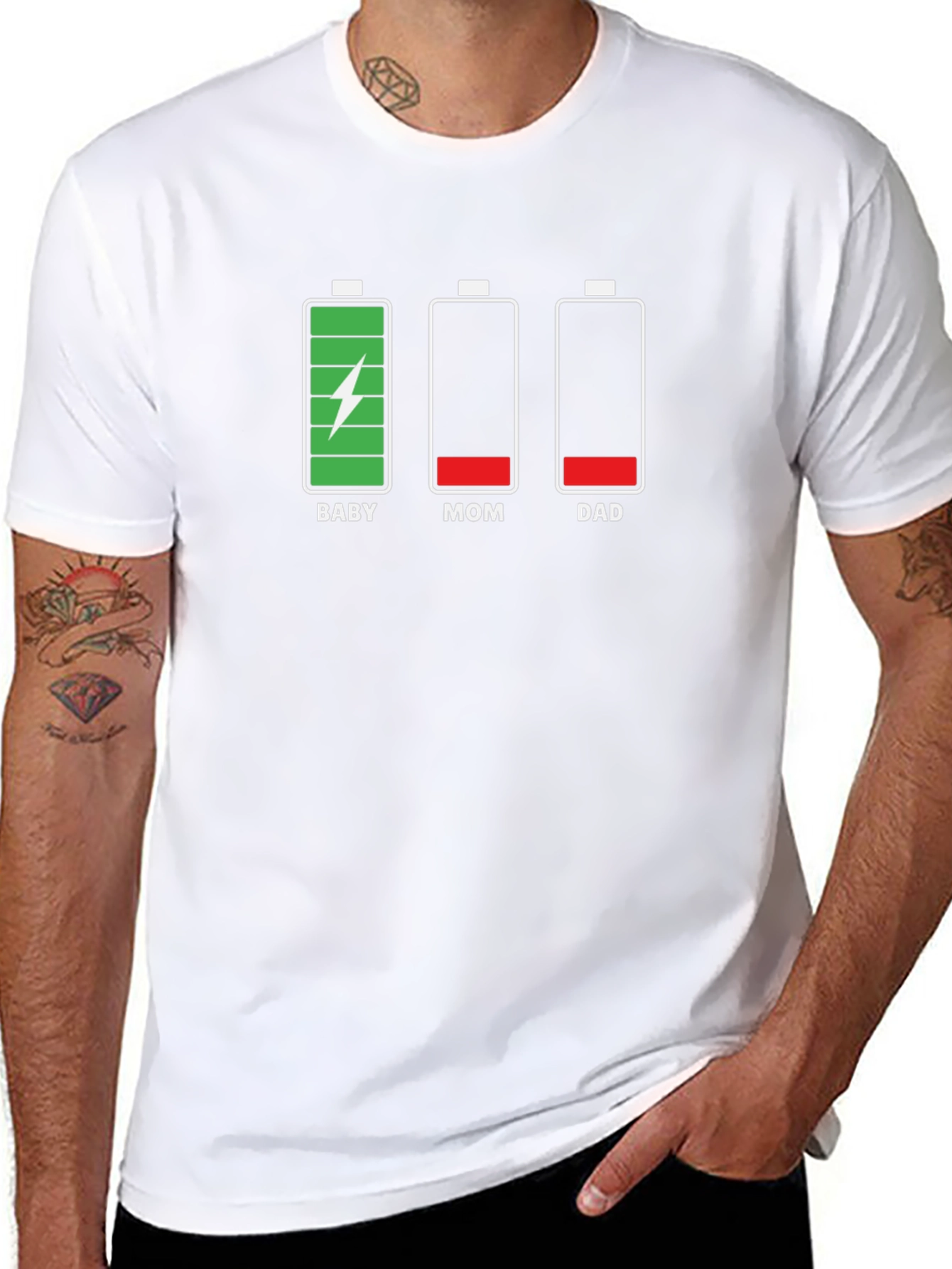 Funny Family Battery Level Black T-Shirt