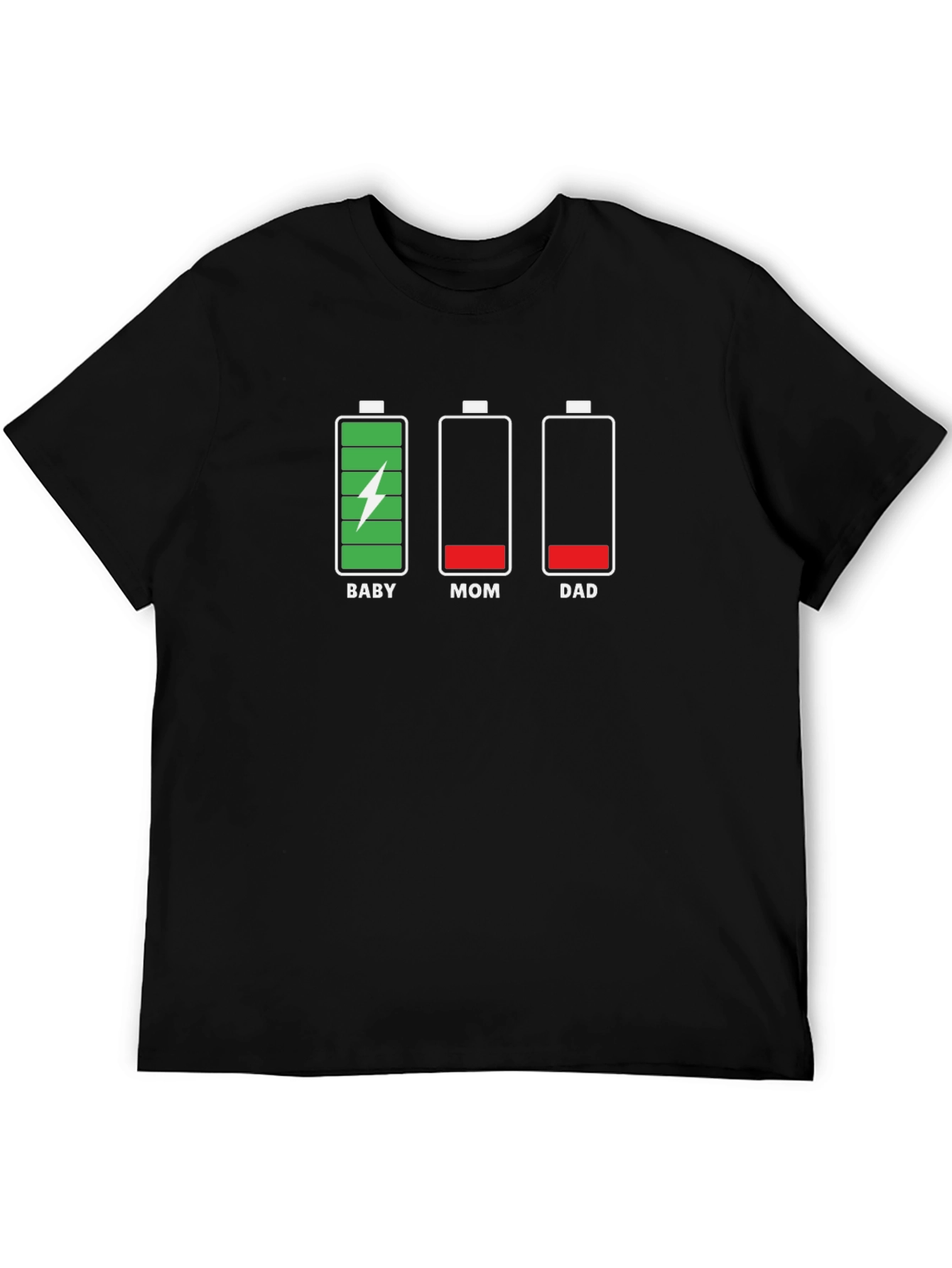 Funny Family Battery Level Black T-Shirt