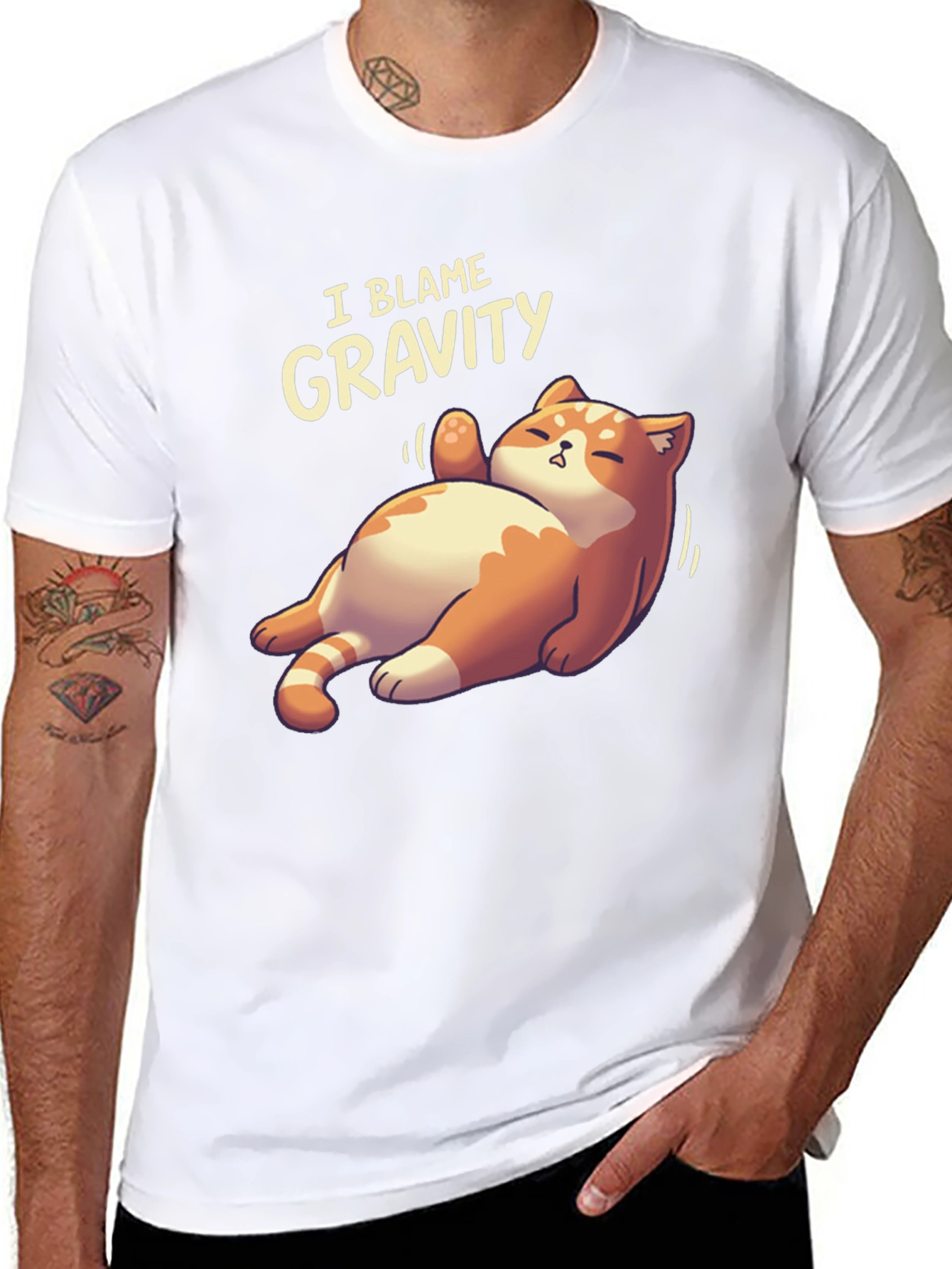 I Blame Gravity Cat T-Shirt - Funny Graphic Tee