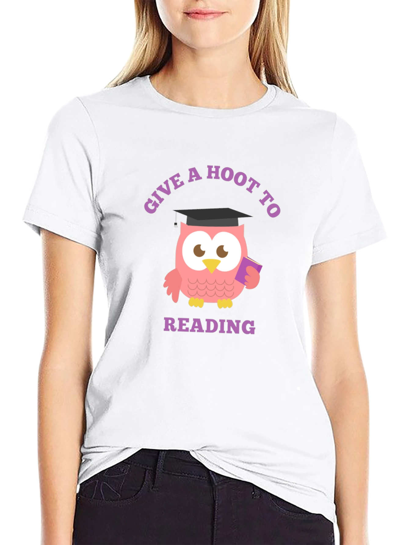 Give a Hoot to Reading Black T-Shirt
