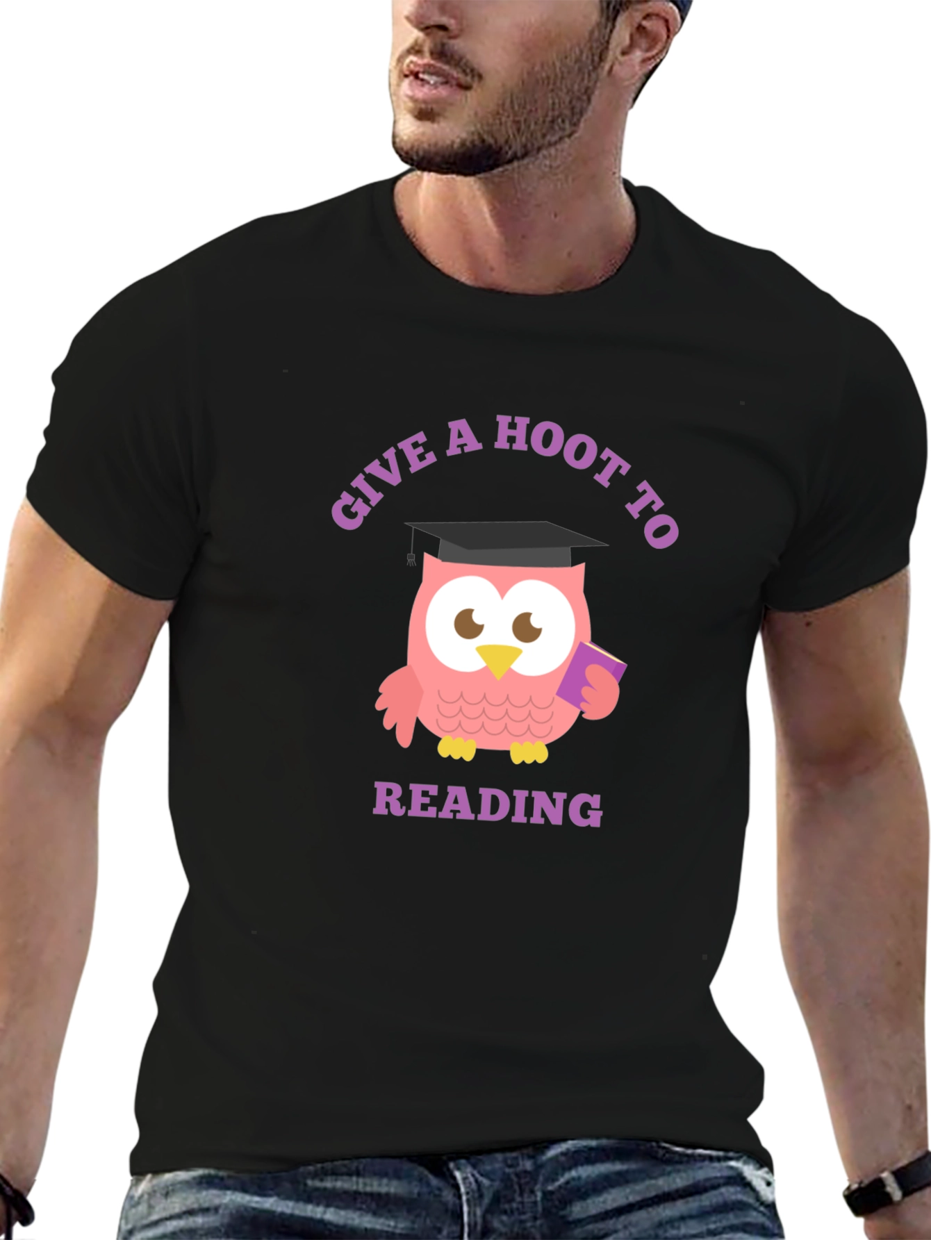 Give a Hoot to Reading Black T-Shirt