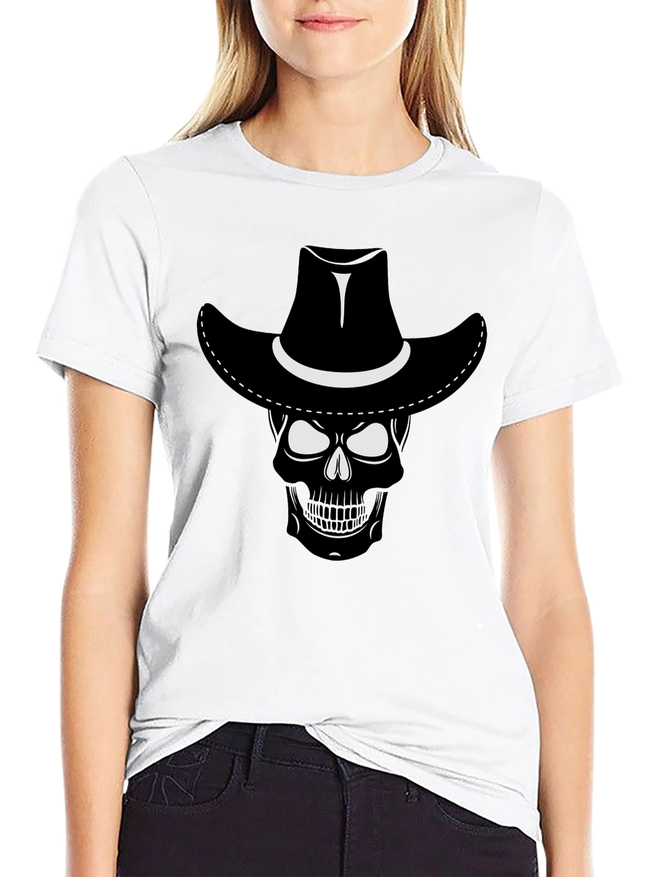 Skull Cowboy T-Shirt - Black Graphic Tee