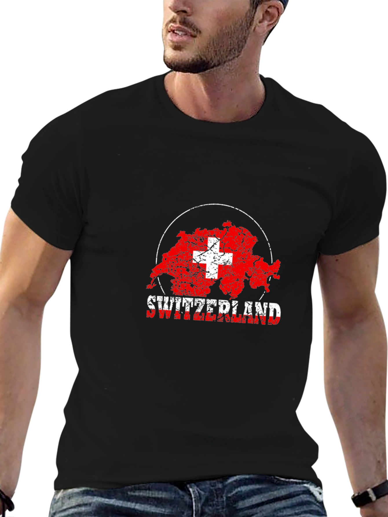 Switzerland Map Flag Graphic T-Shirt