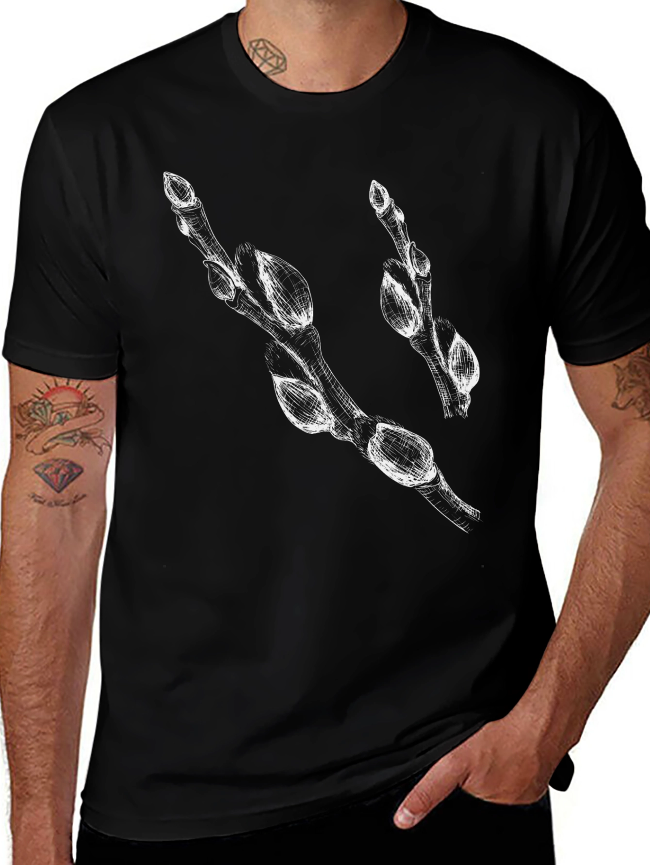 Willow Branch Graphic Black T-Shirt