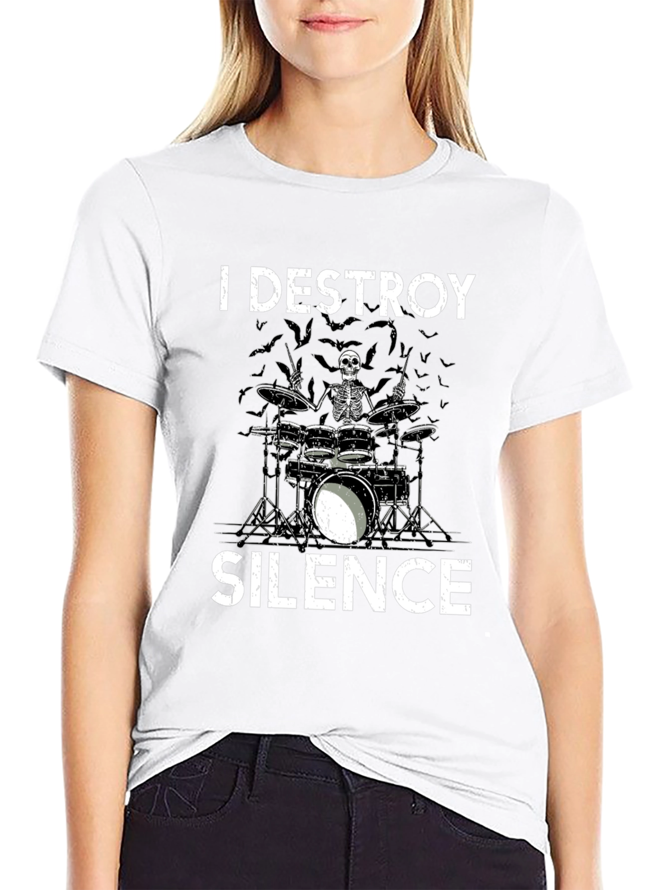 Destroy Silence Skeleton Drummer T-Shirt