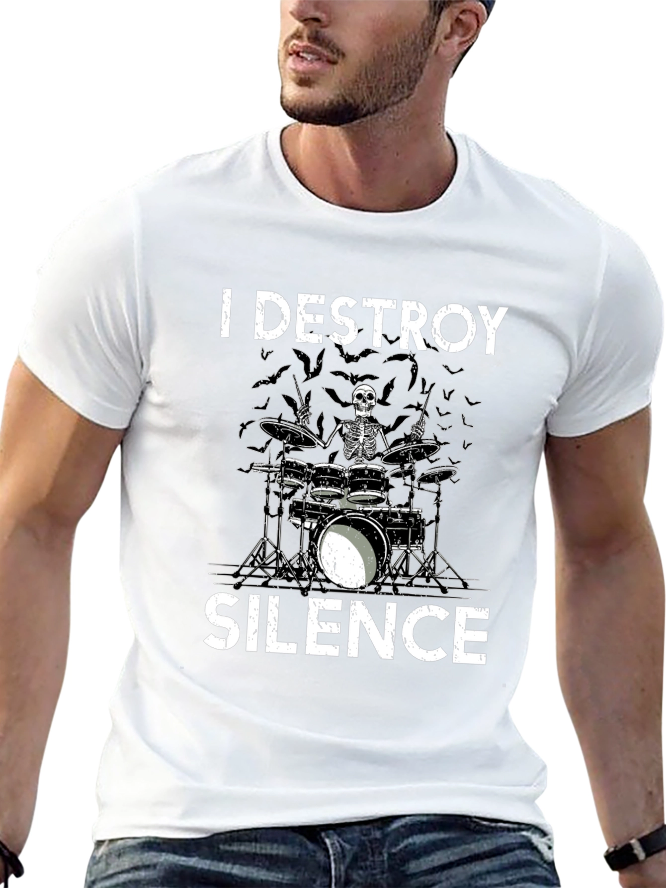 Destroy Silence Skeleton Drummer T-Shirt