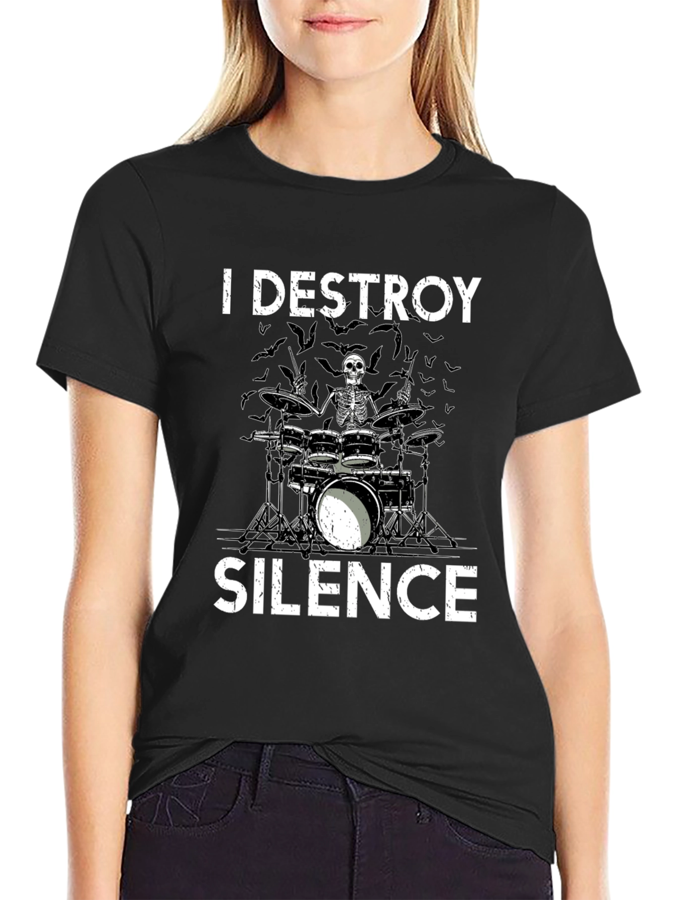 Destroy Silence Skeleton Drummer T-Shirt