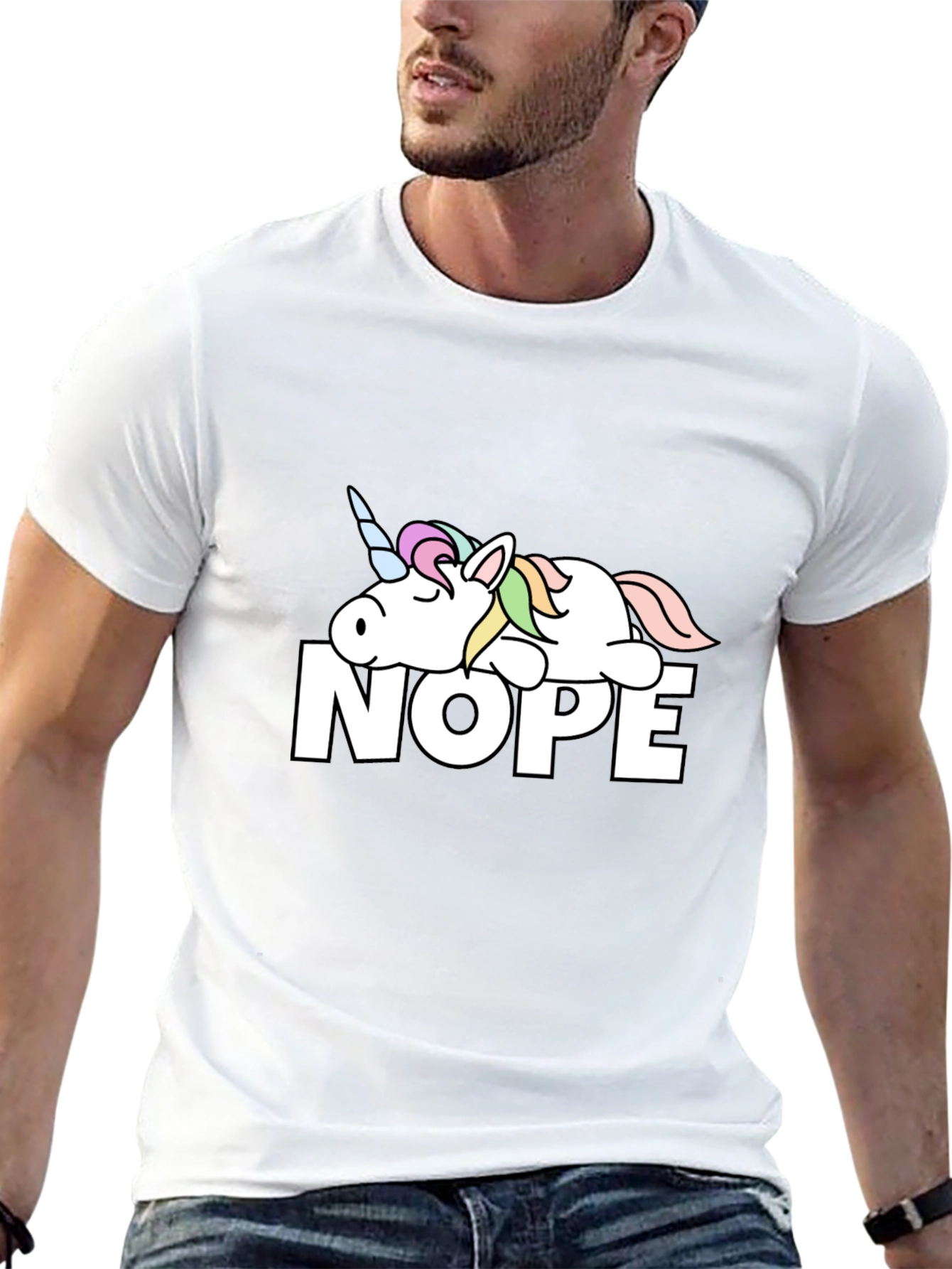 Nope Lazy Unicorn Graphic T-Shirt