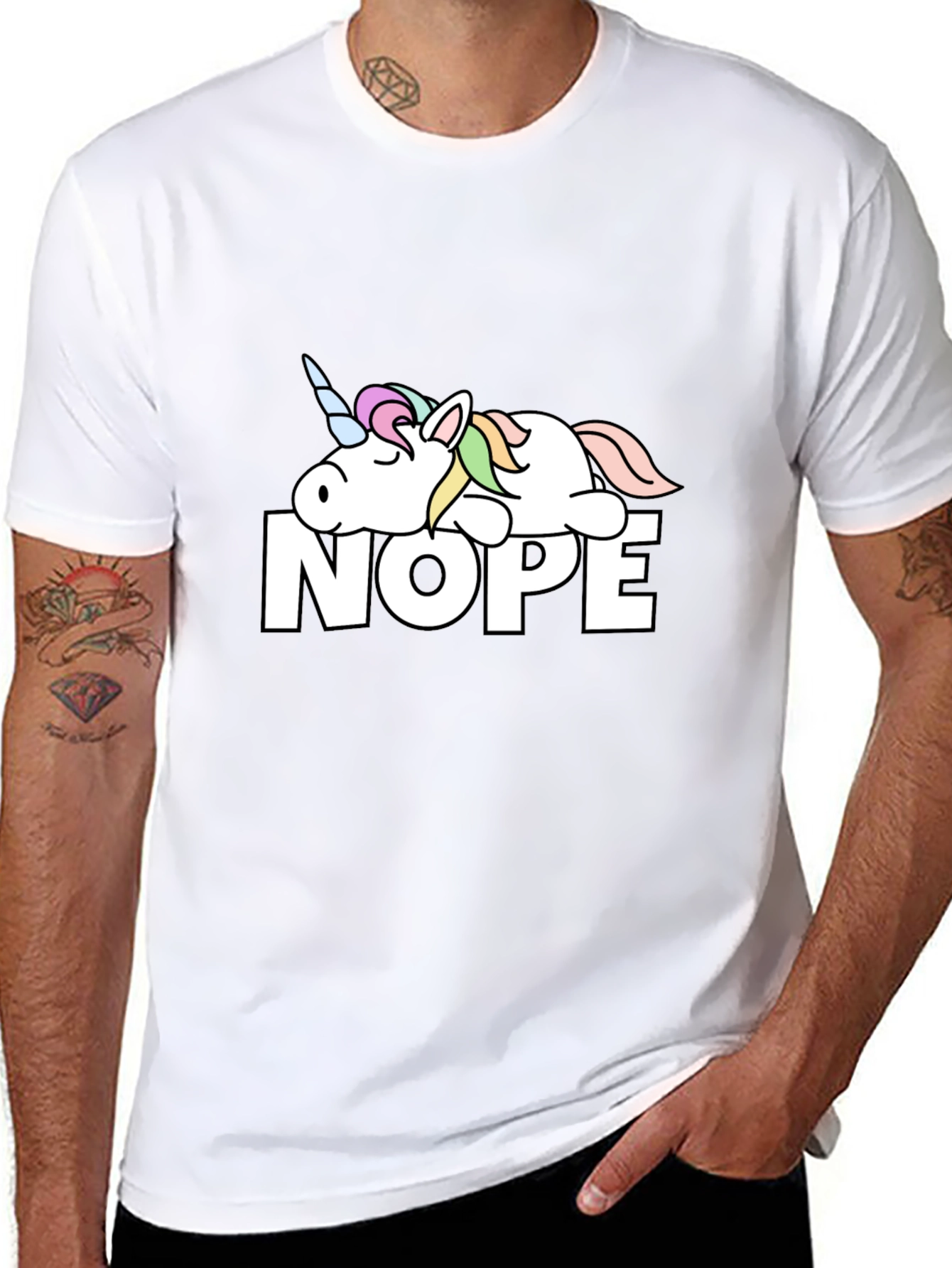 Nope Lazy Unicorn Graphic T-Shirt