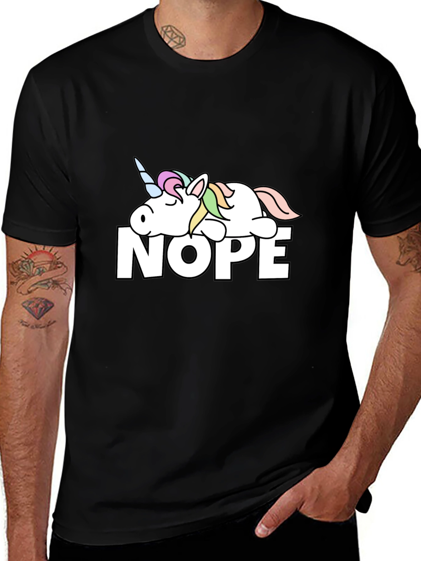 Nope Lazy Unicorn Graphic T-Shirt