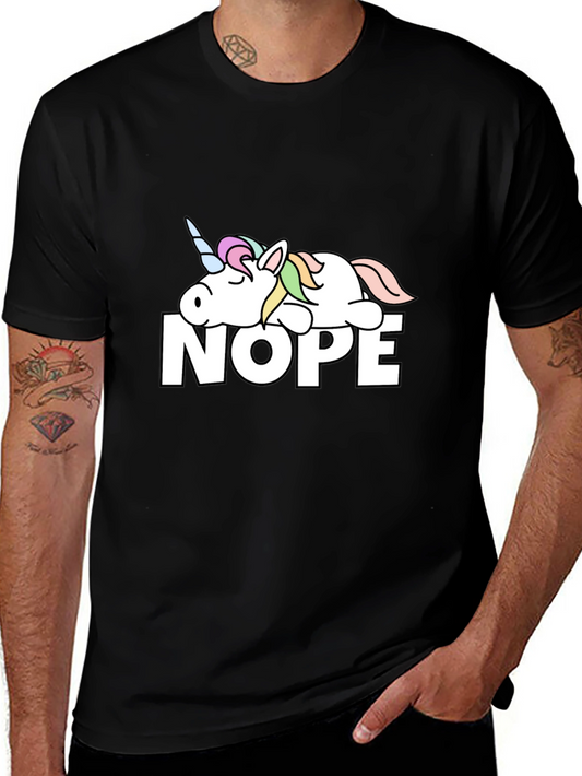 Nope Lazy Unicorn Graphic T-Shirt