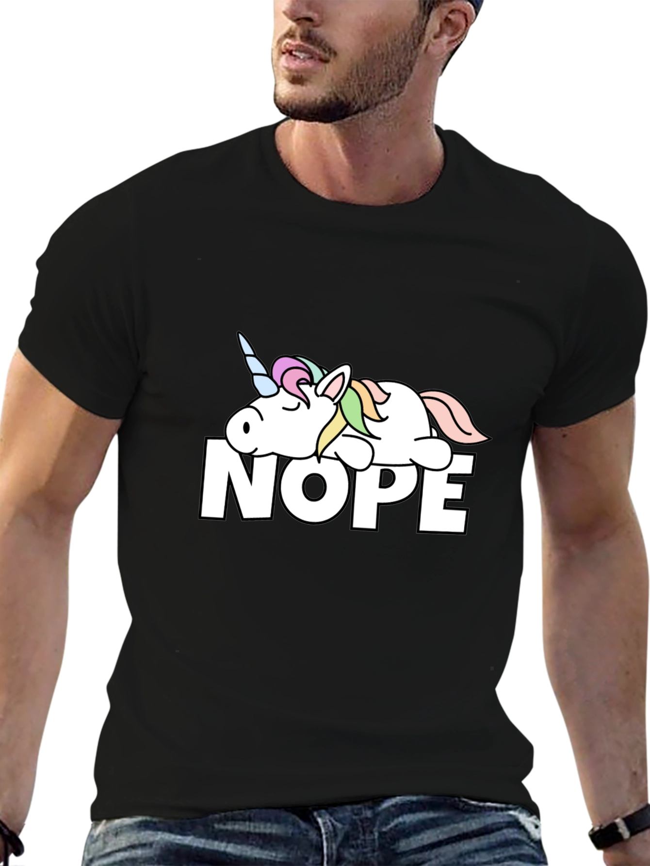 Nope Lazy Unicorn Graphic T-Shirt