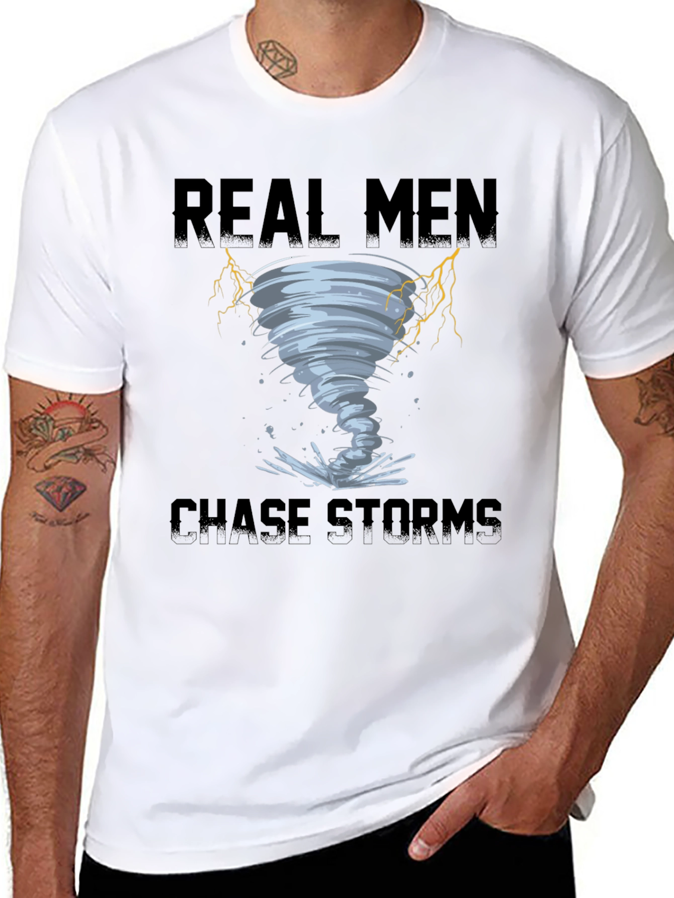Real Men Chase Storms Black T-Shirt