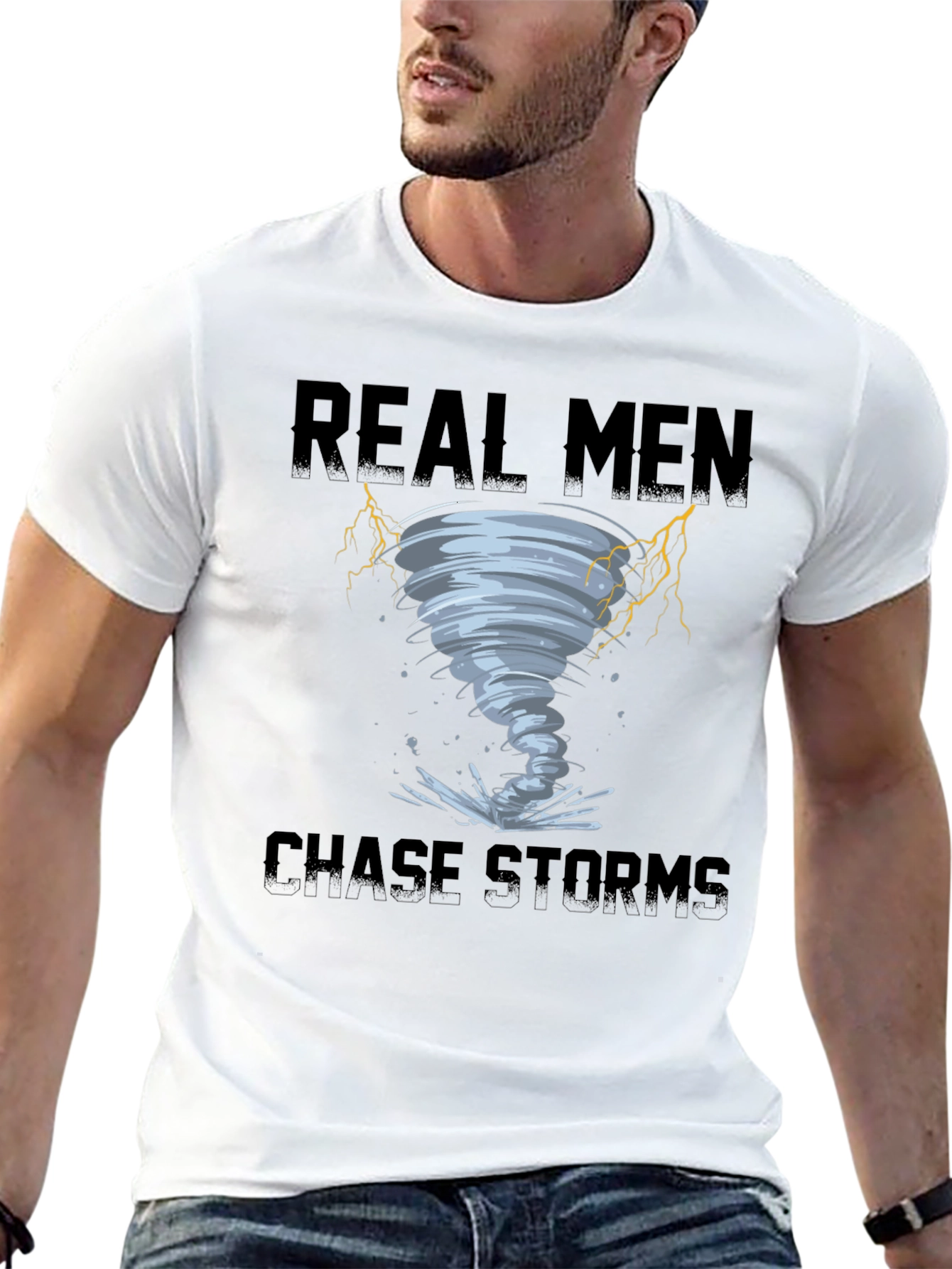 Real Men Chase Storms Black T-Shirt