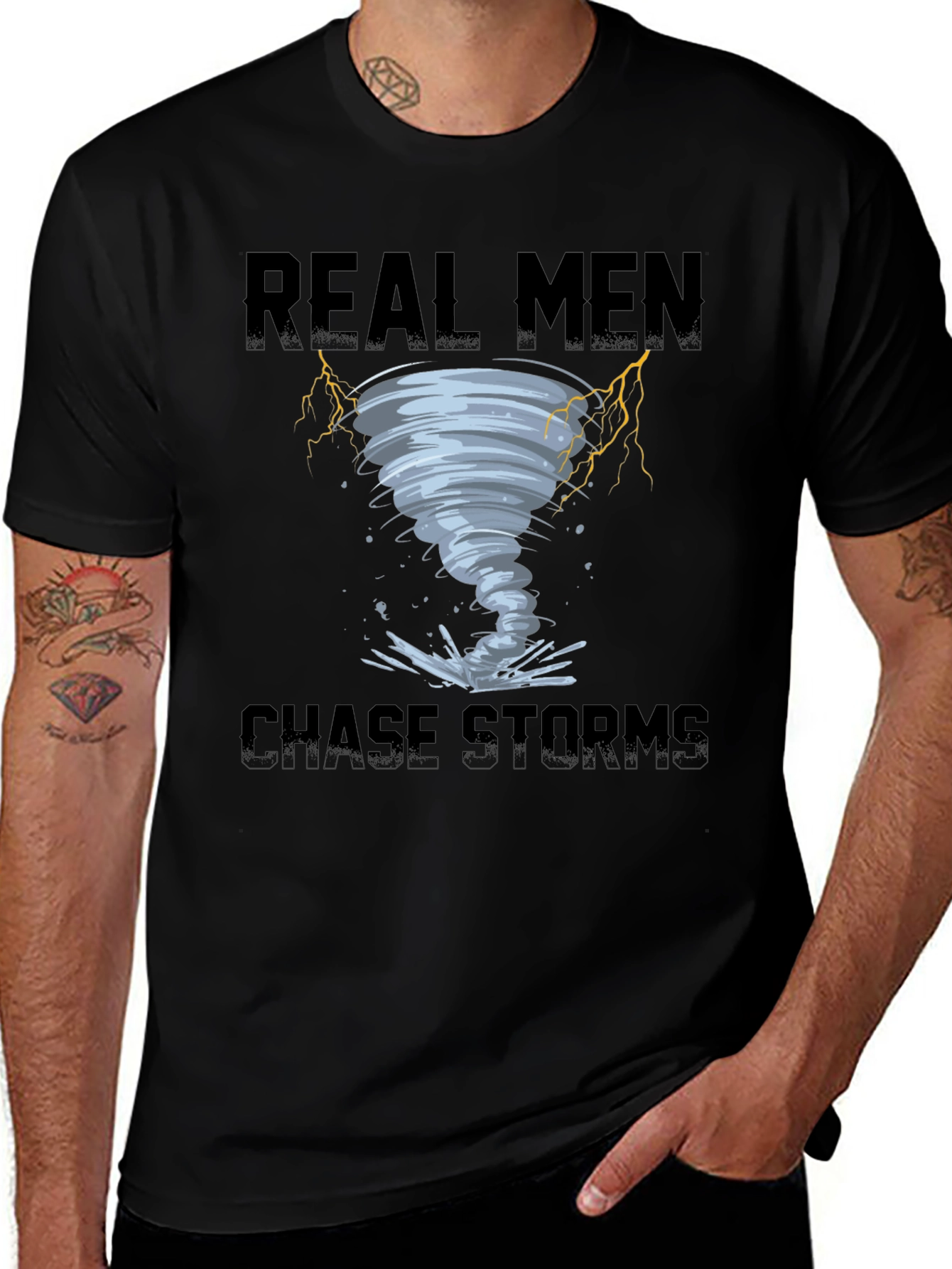 Real Men Chase Storms Black T-Shirt