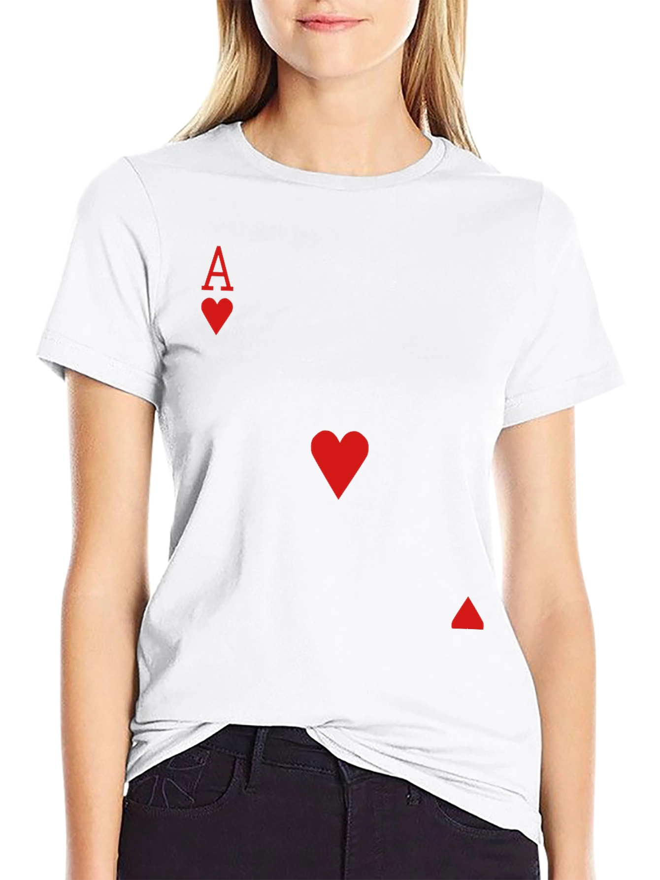 Ace of Hearts Graphic Tee - Black Cotton Shirt