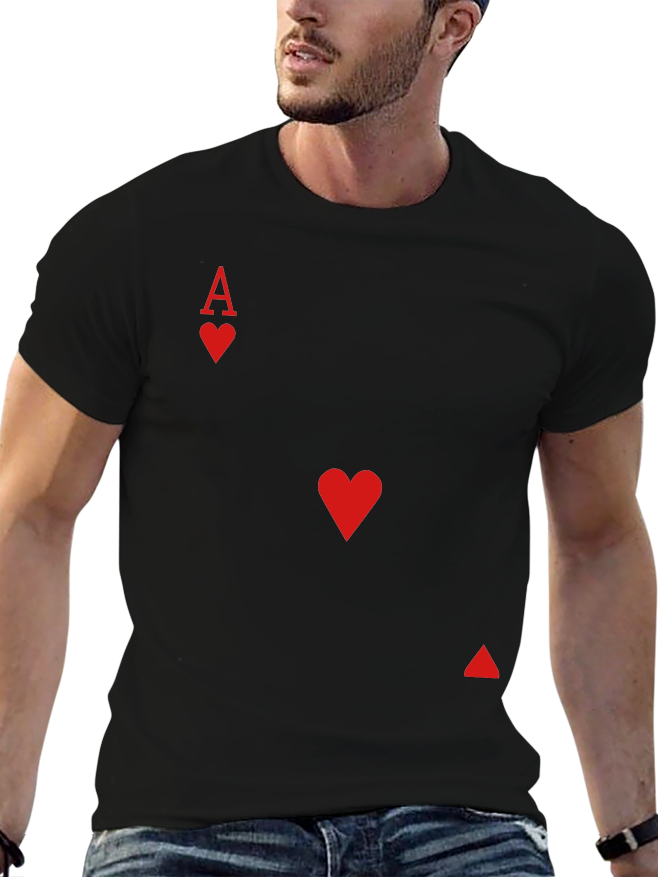 Ace of Hearts Graphic Tee - Black Cotton Shirt