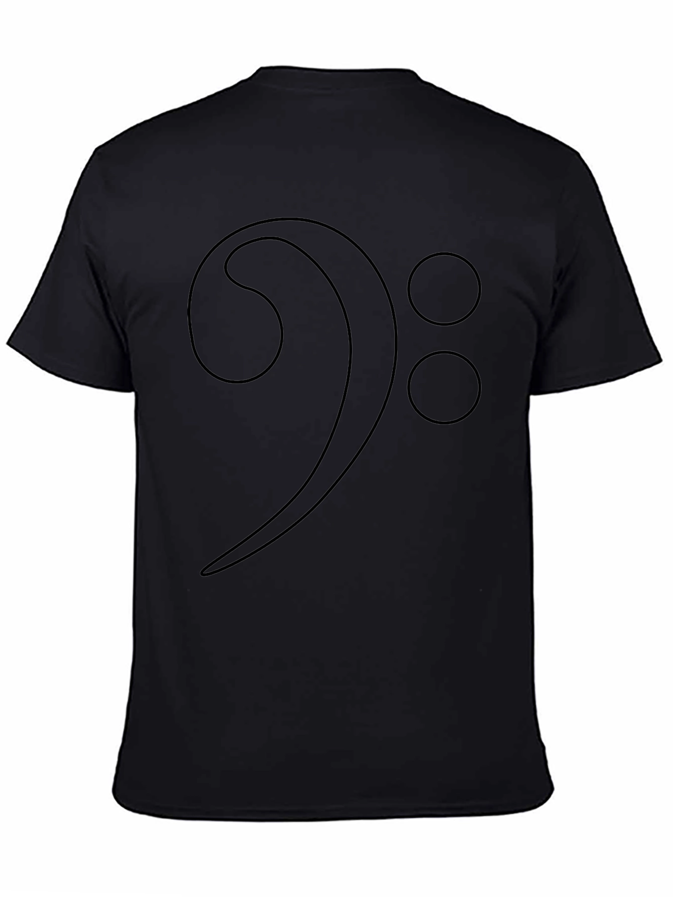 Bass Clef Music Note Graphic T-Shirt - Black