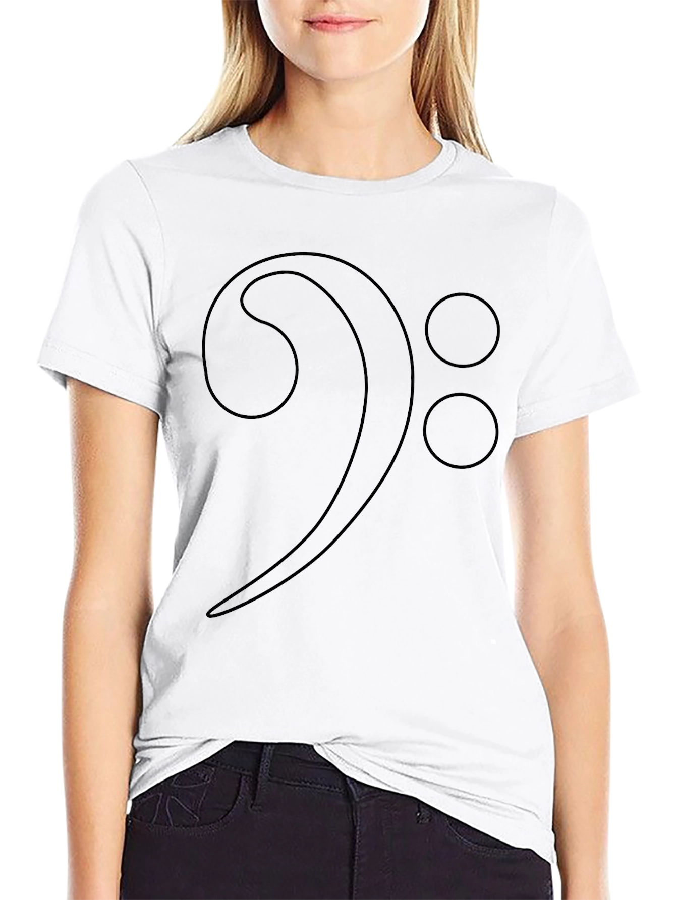 Bass Clef Music Note Graphic T-Shirt - Black