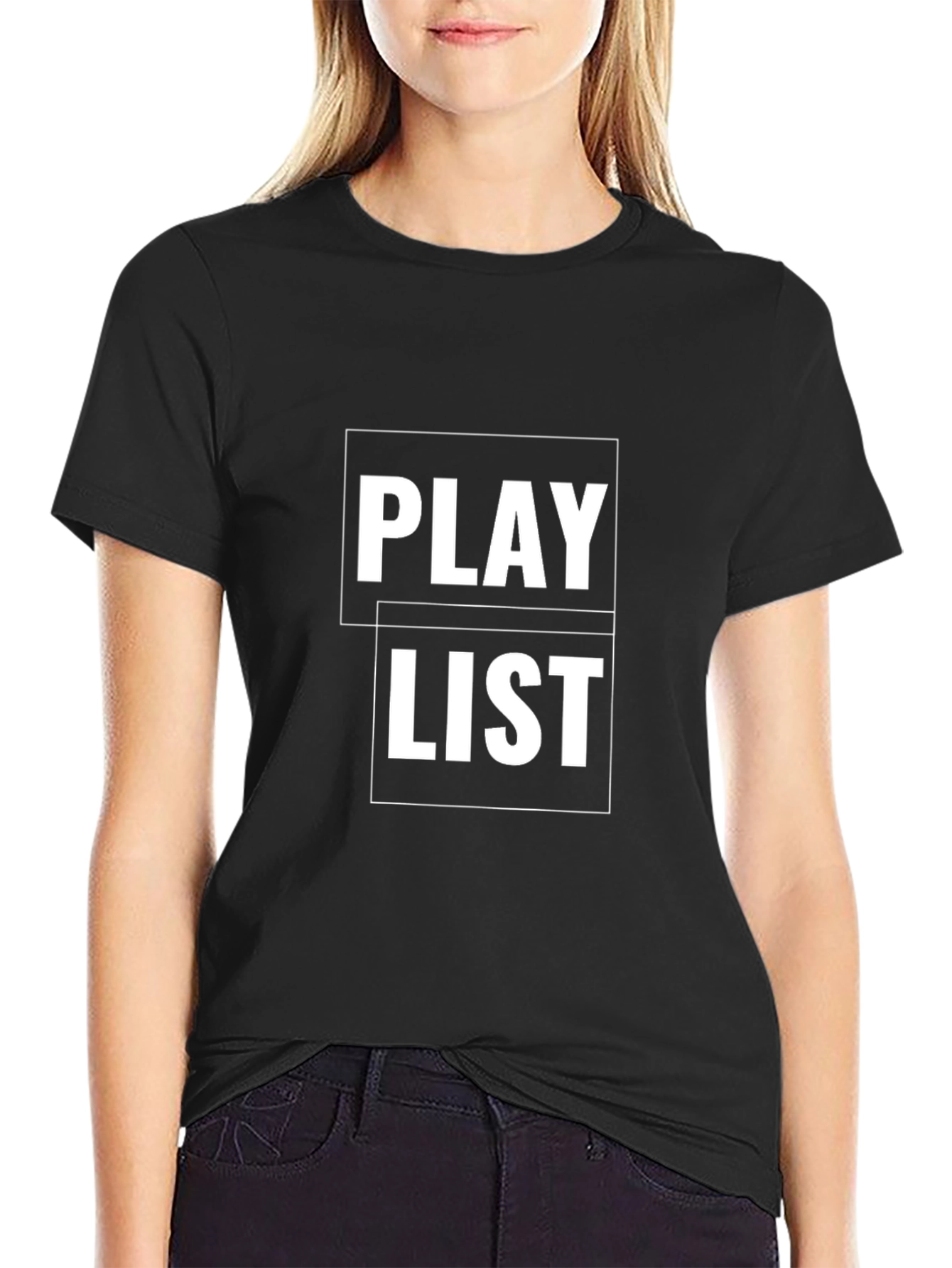Playlist Graphic Tee - Black Cotton T-Shirt