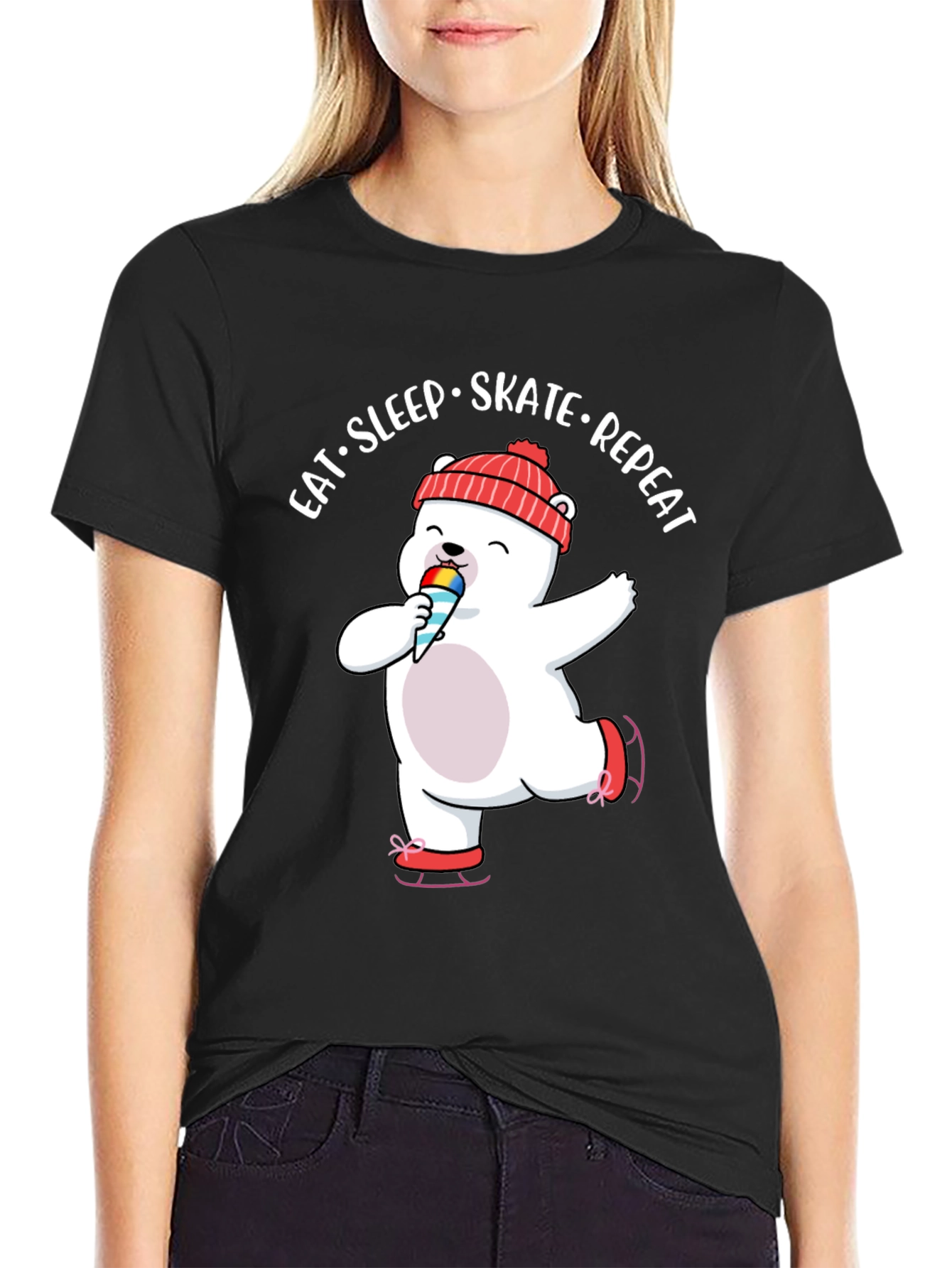 Eat Sleep Skate Repeat Bear T-Shirt