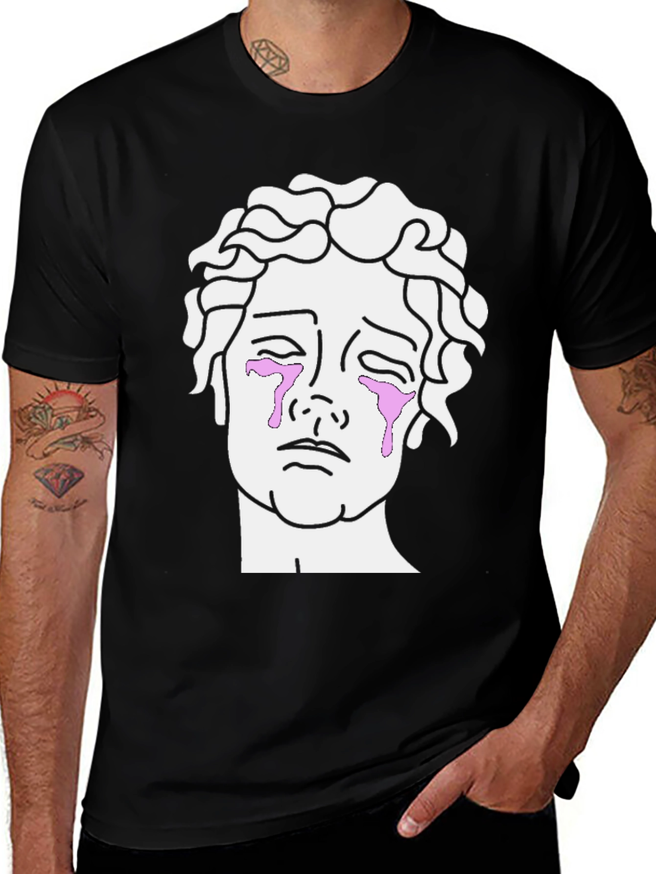 Crying Statue Graphic T-Shirt - Mens Black Tee