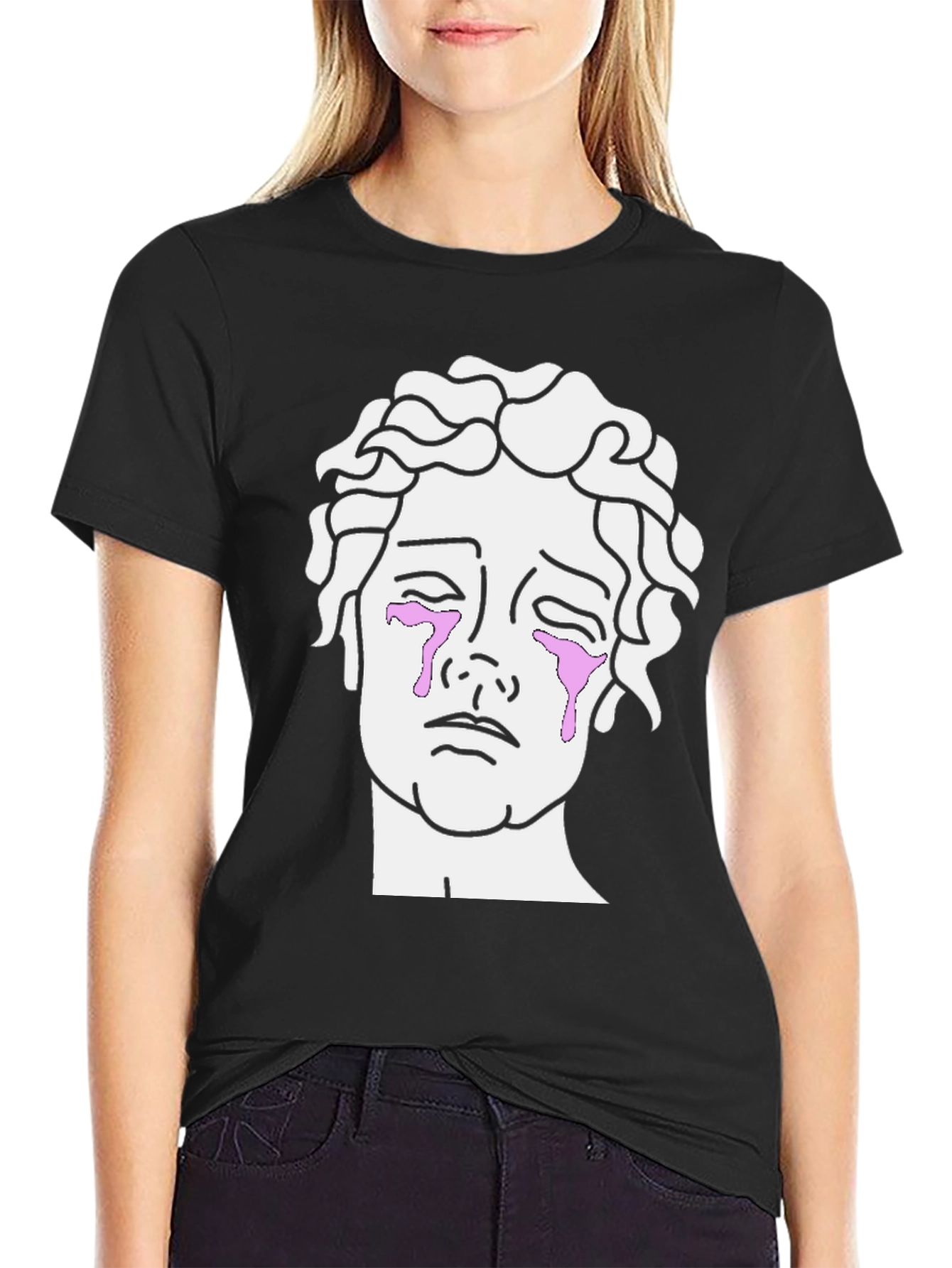 Crying Statue Graphic T-Shirt - Mens Black Tee