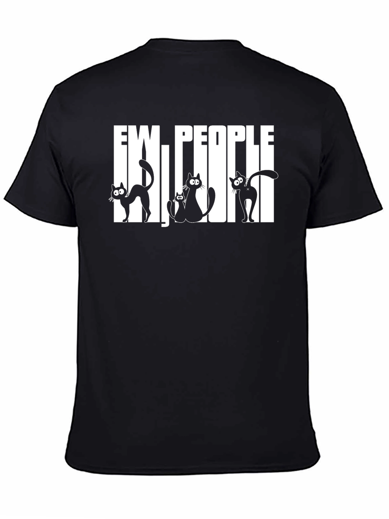 Ew People Cats Graphic T-Shirt - Black