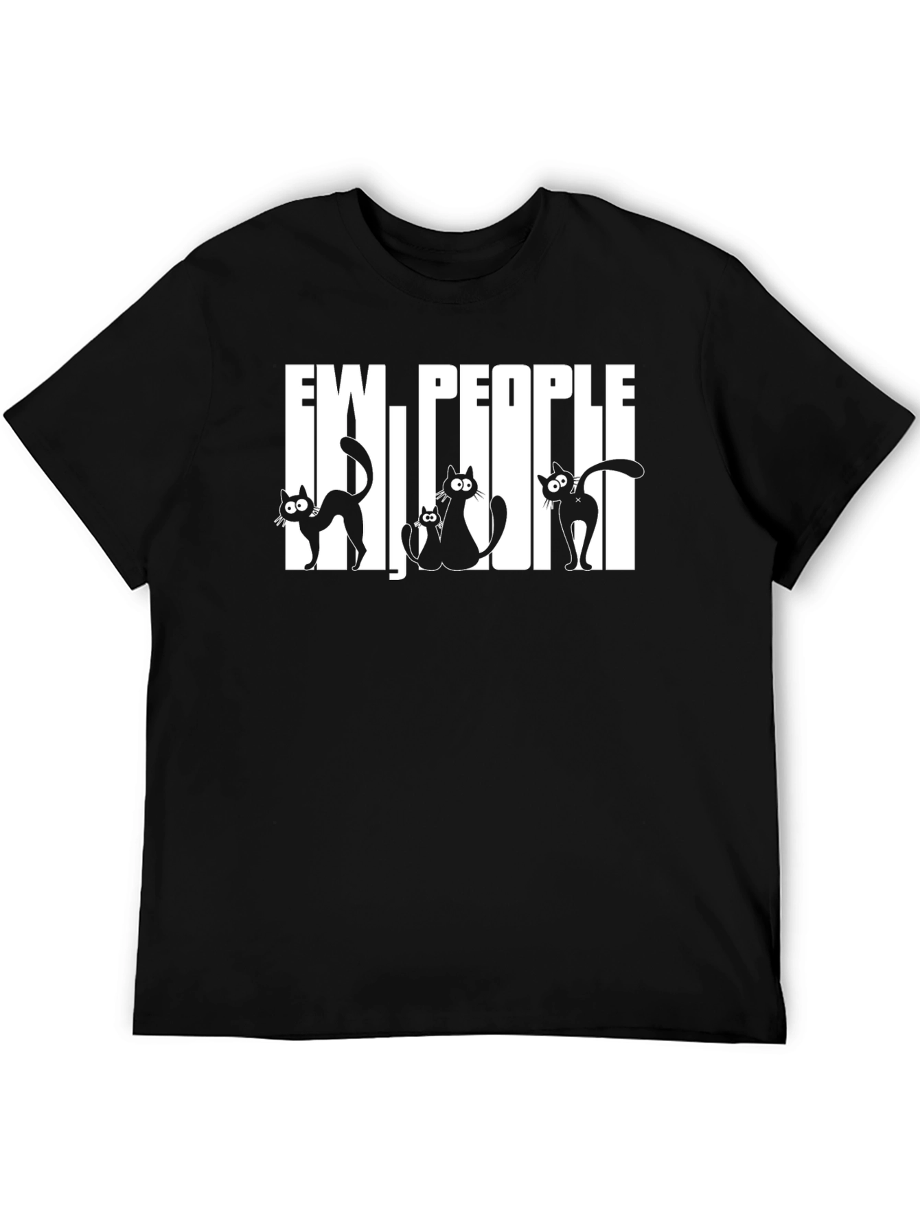 Ew People Cats Graphic T-Shirt - Black