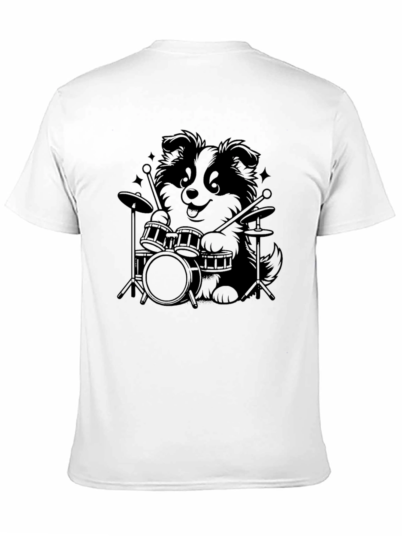 Drummer Dog Graphic T-Shirt - Black