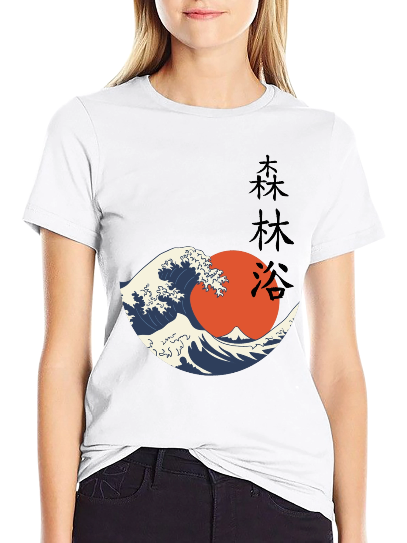 Japanese Wave T-Shirt - Black Graphic Tee