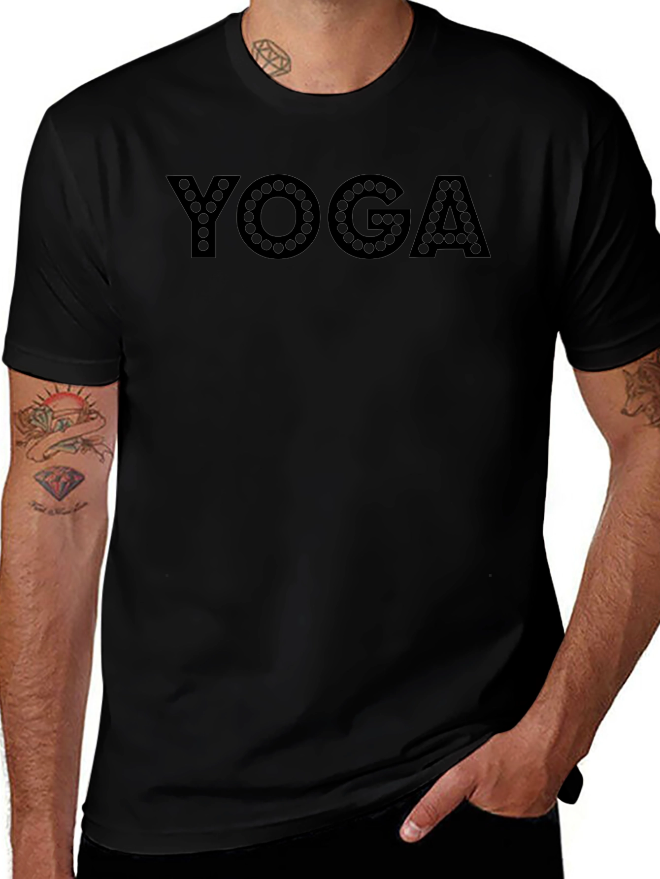 Yoga Graphic Print Black T-Shirt