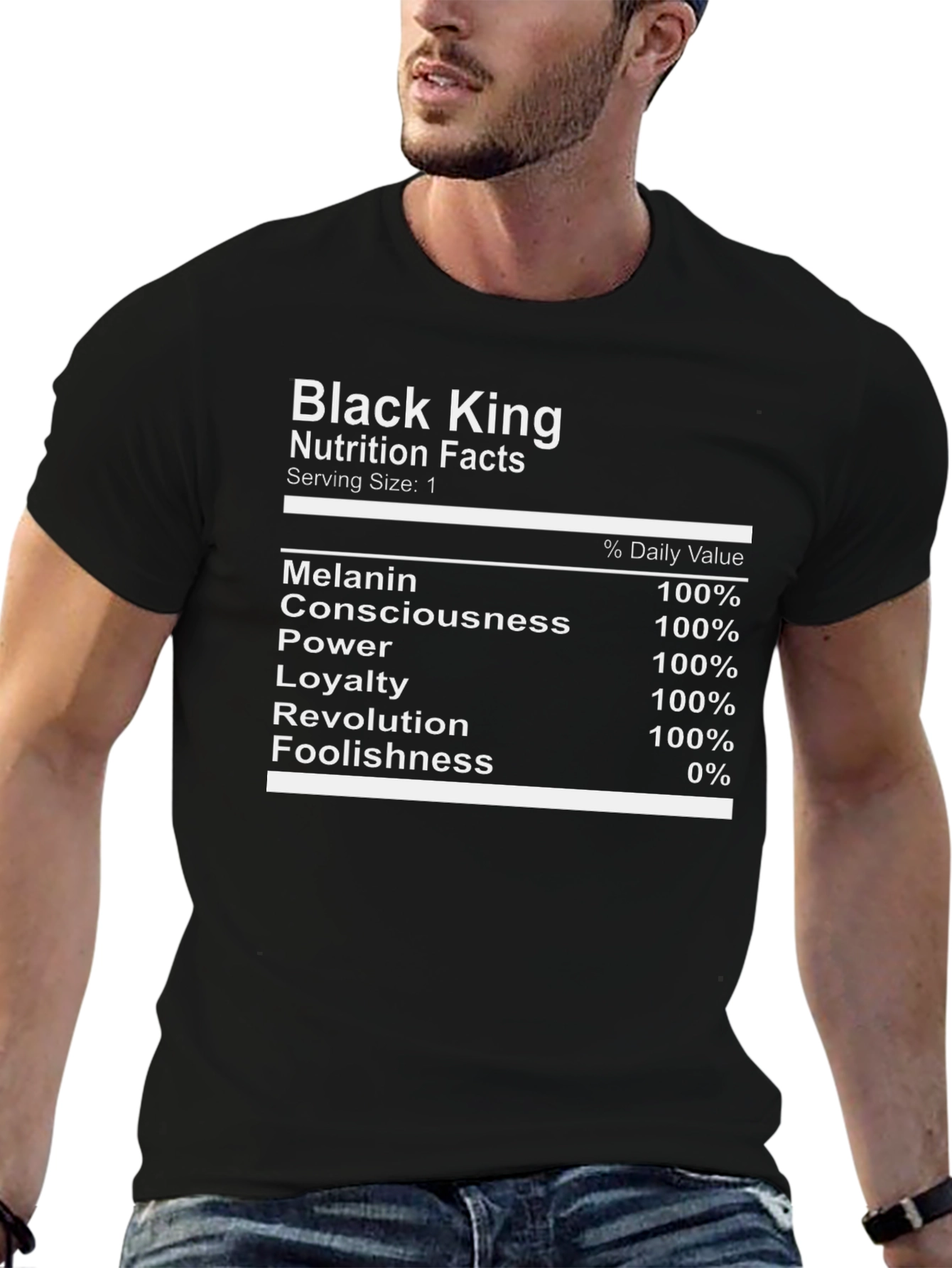 Black King Nutrition Facts T-Shirt