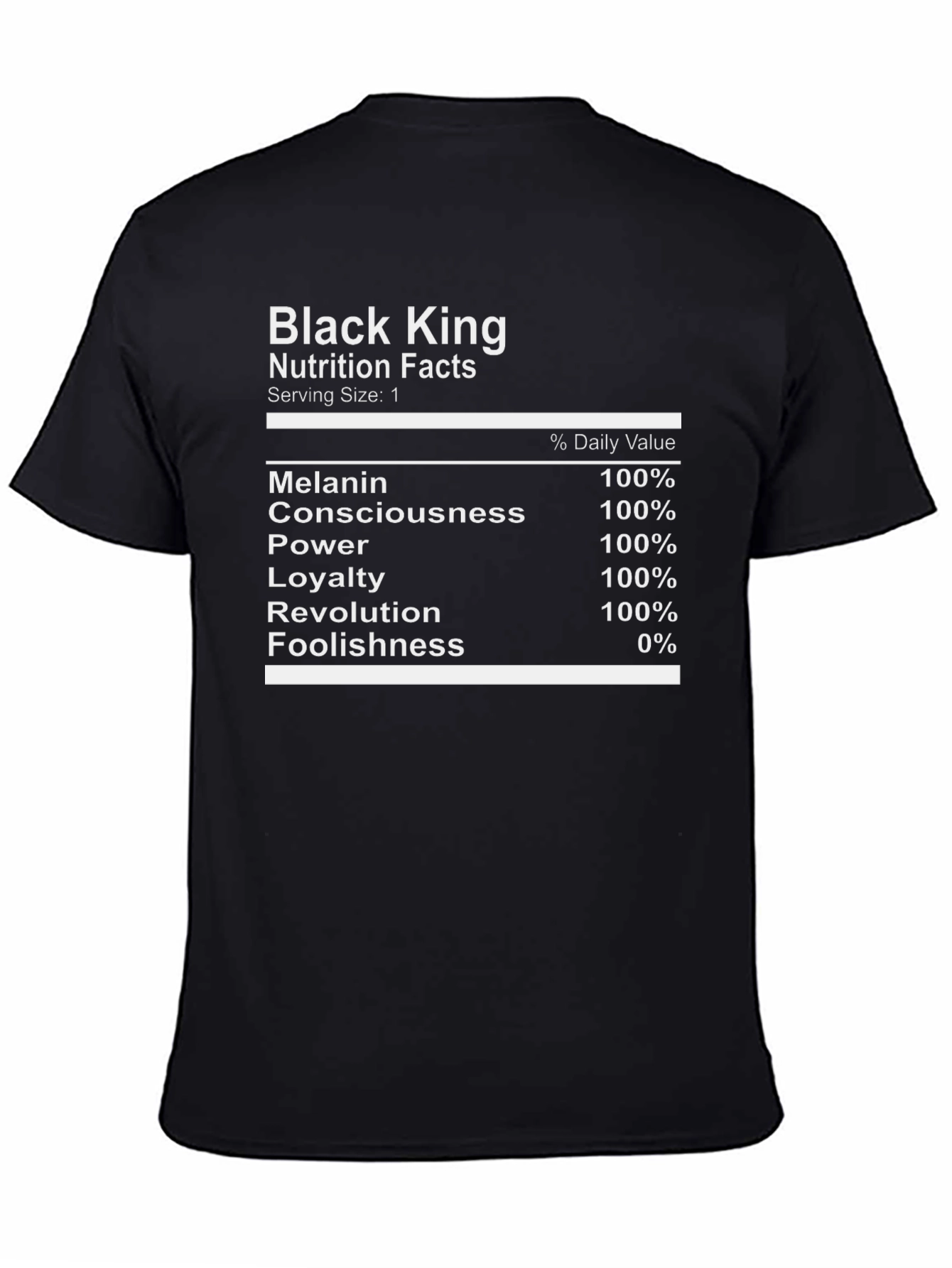 Black King Nutrition Facts T-Shirt