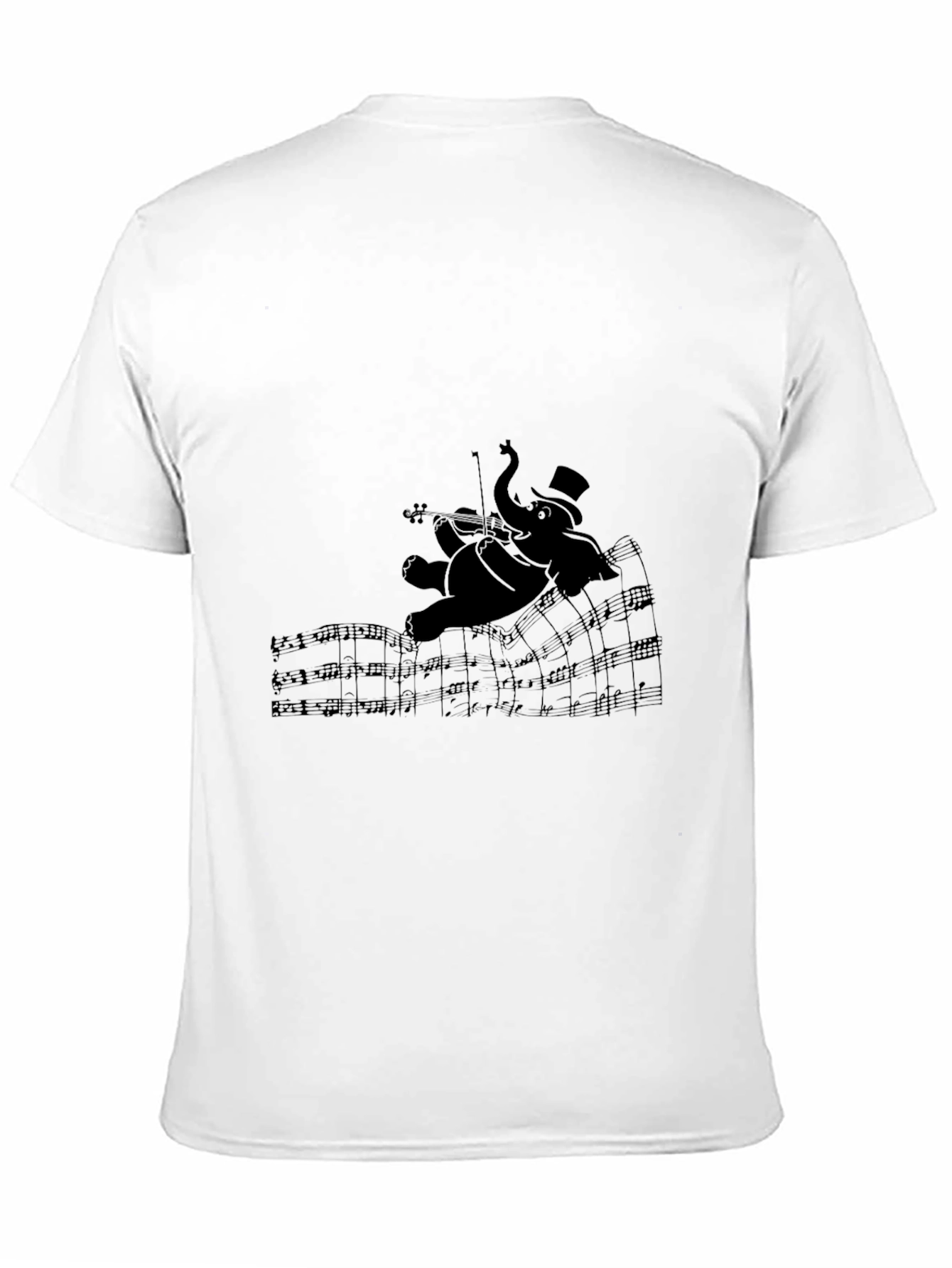 Elephant Musician Graphic T-Shirt - Black