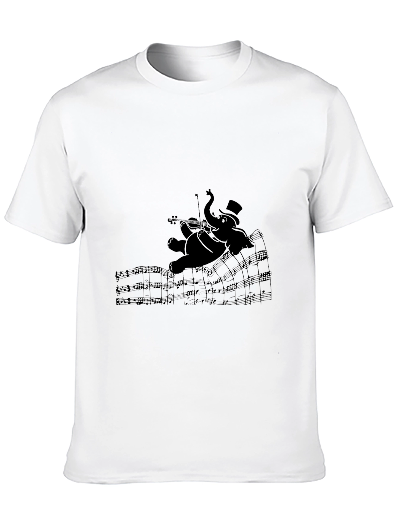 Elephant Musician Graphic T-Shirt - Black