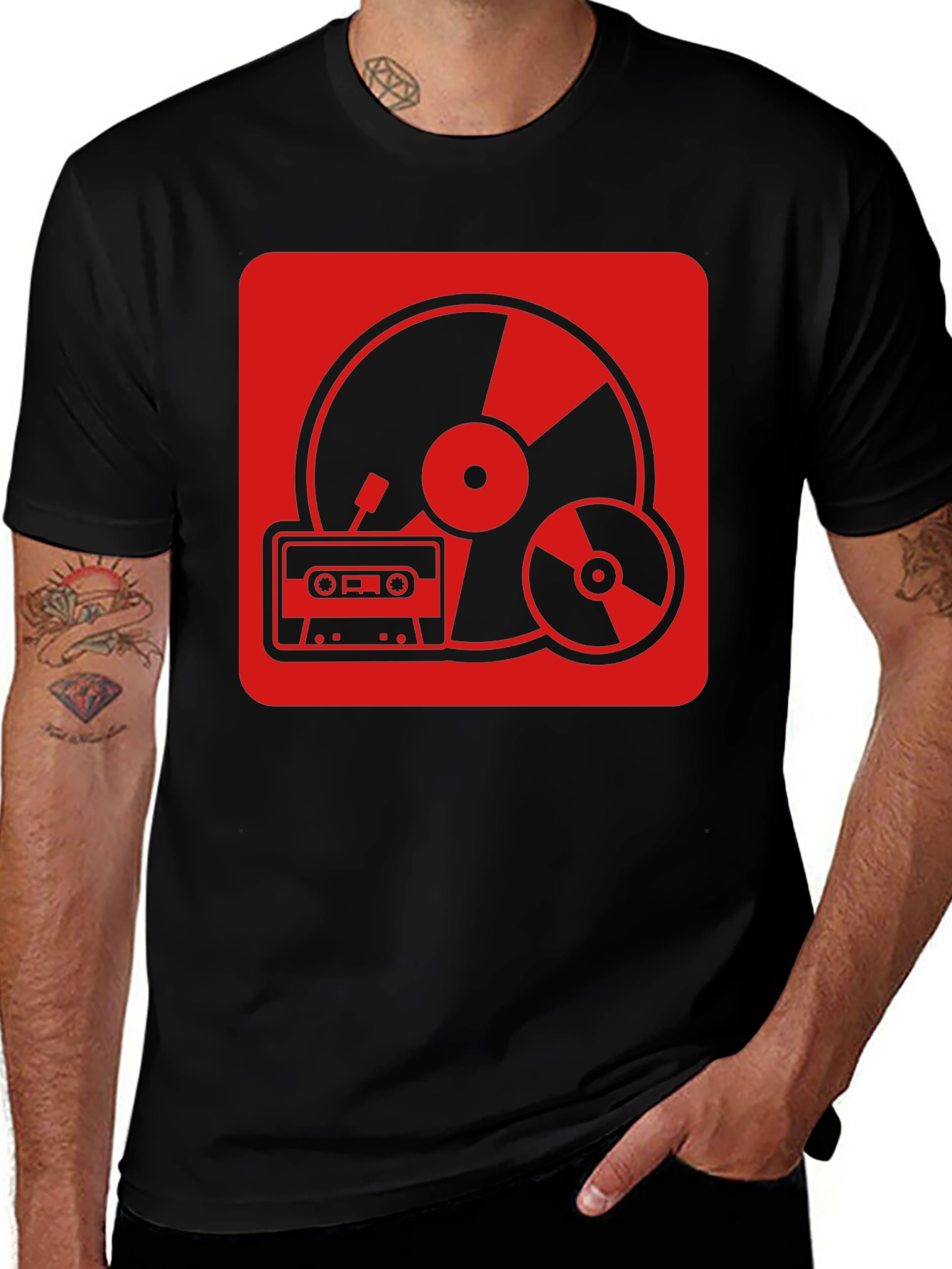 Retro Music T-Shirt - Vinyl CD Cassette Design