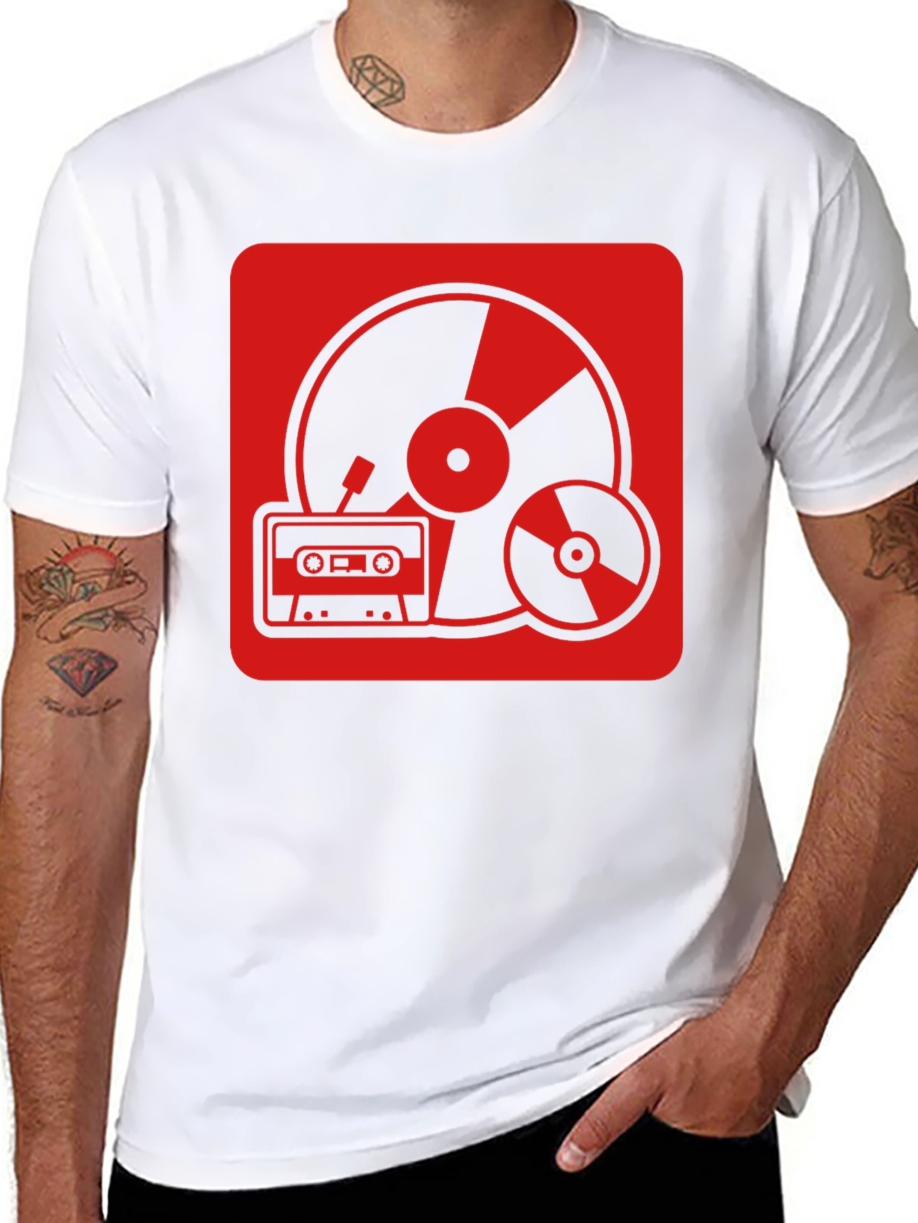 Retro Music T-Shirt - Vinyl CD Cassette Design