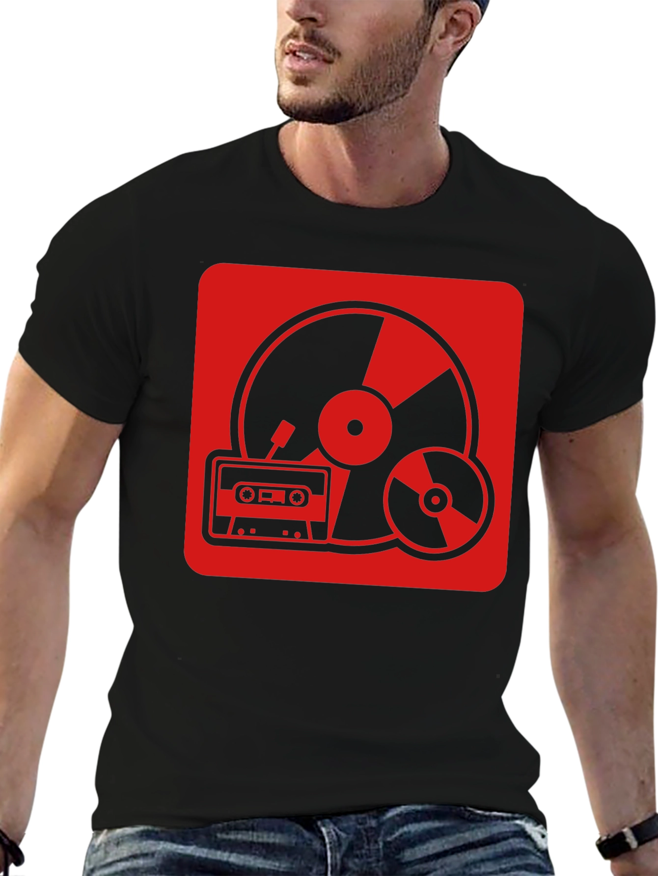 Retro Music T-Shirt - Vinyl CD Cassette Design