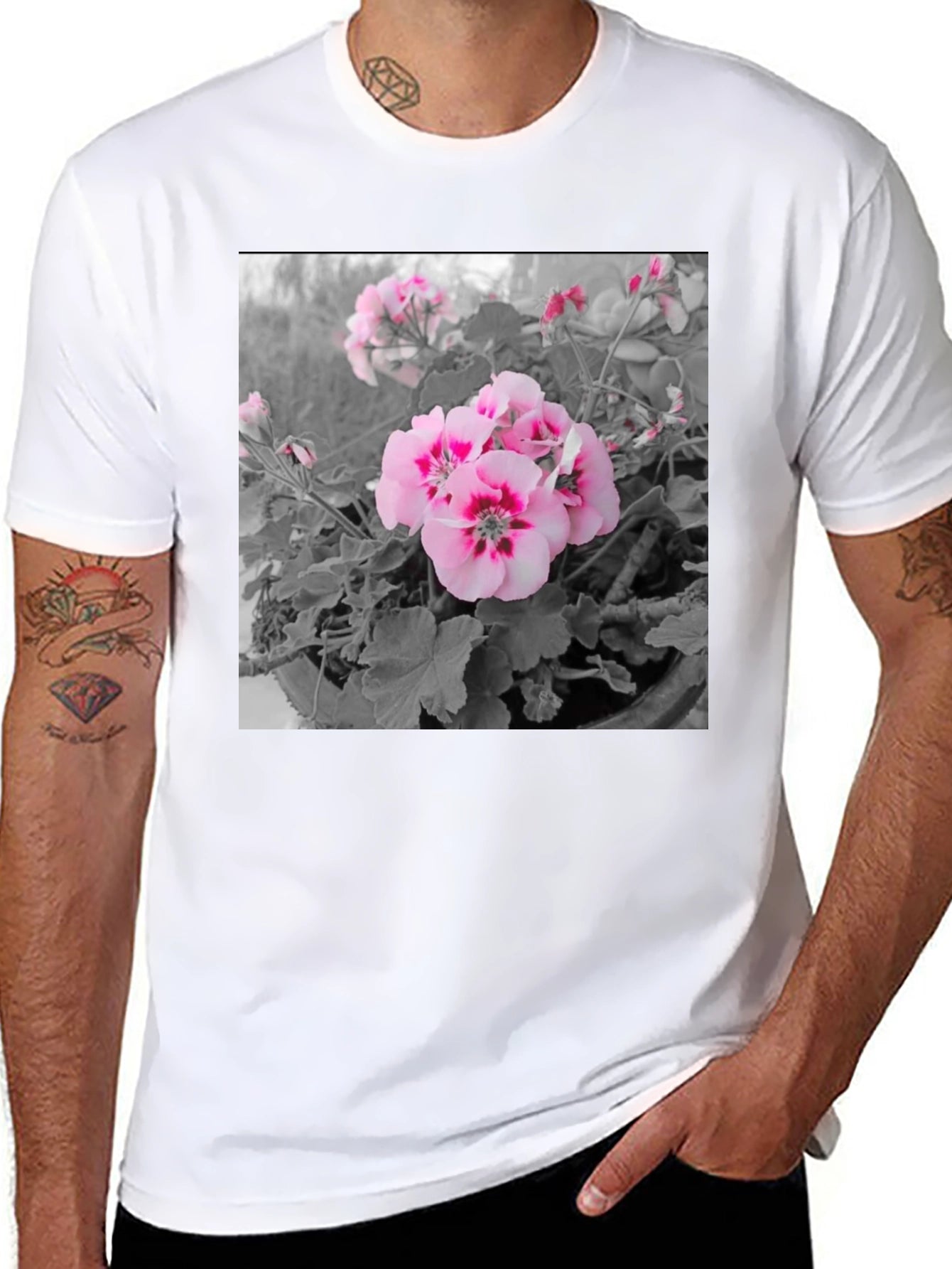 Floral Graphic Tee - Black Cotton Comfort
