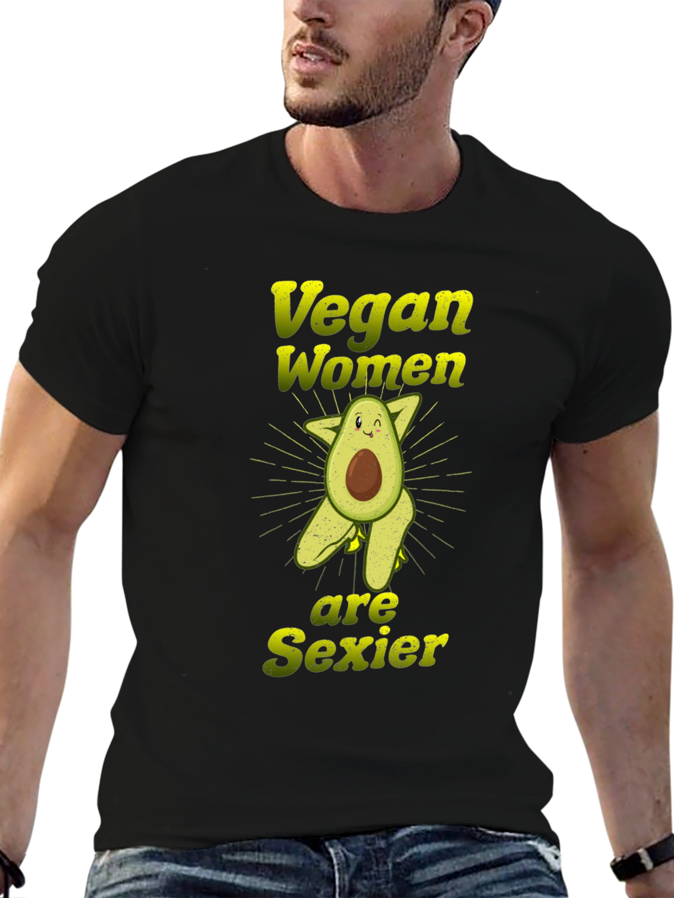 Vegan Women Sexier Avocado Graphic T-Shirt