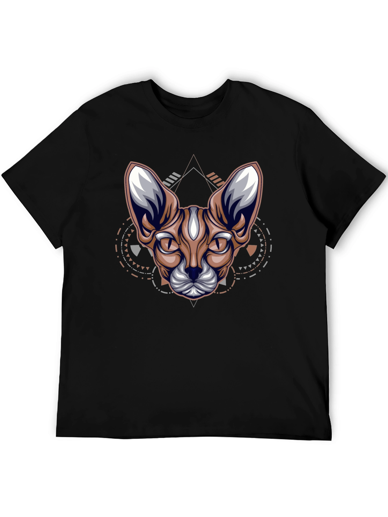 Geometric Cat Graphic Tee - Cool Streetwear