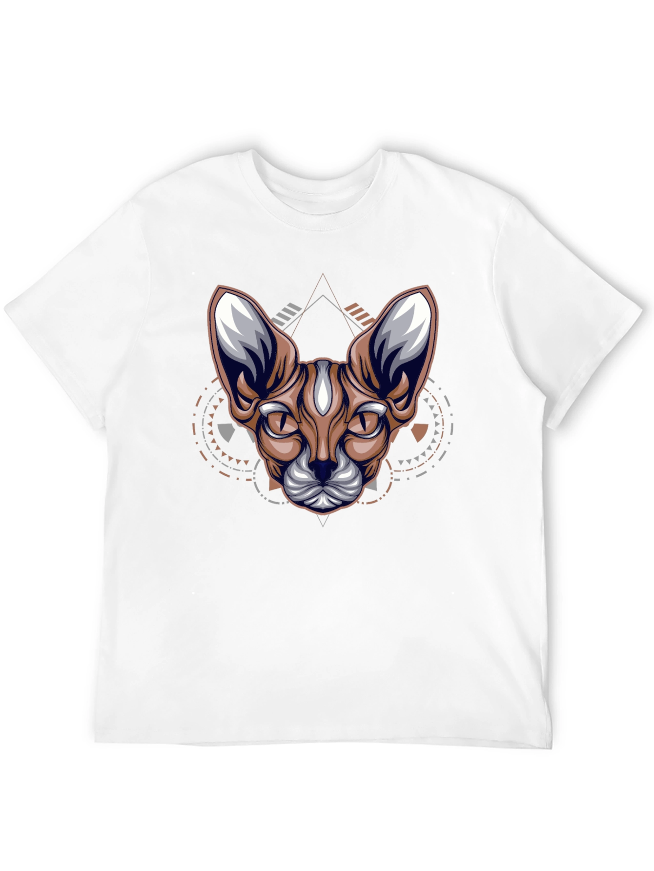 Geometric Cat Graphic Tee - Cool Streetwear
